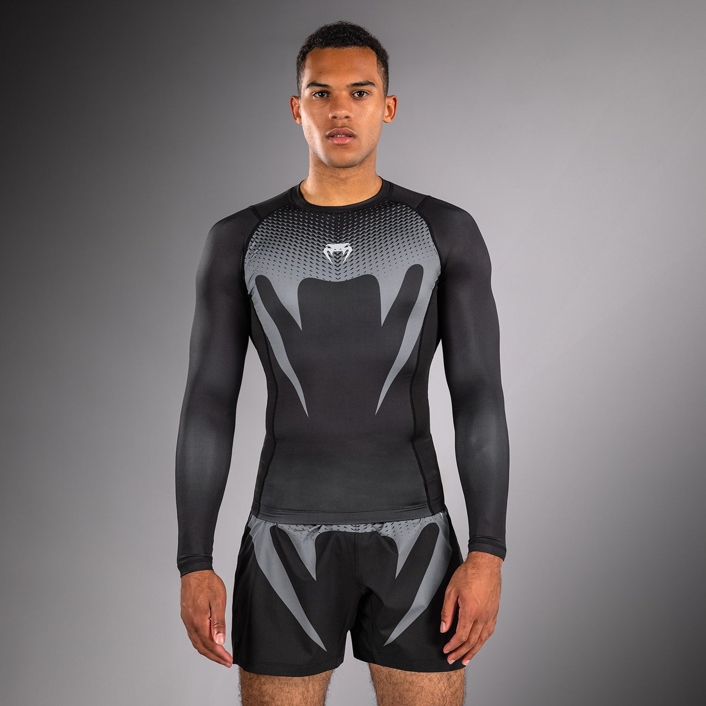 Venum No Gi Rashguards - Zwart/Zilvergrijs