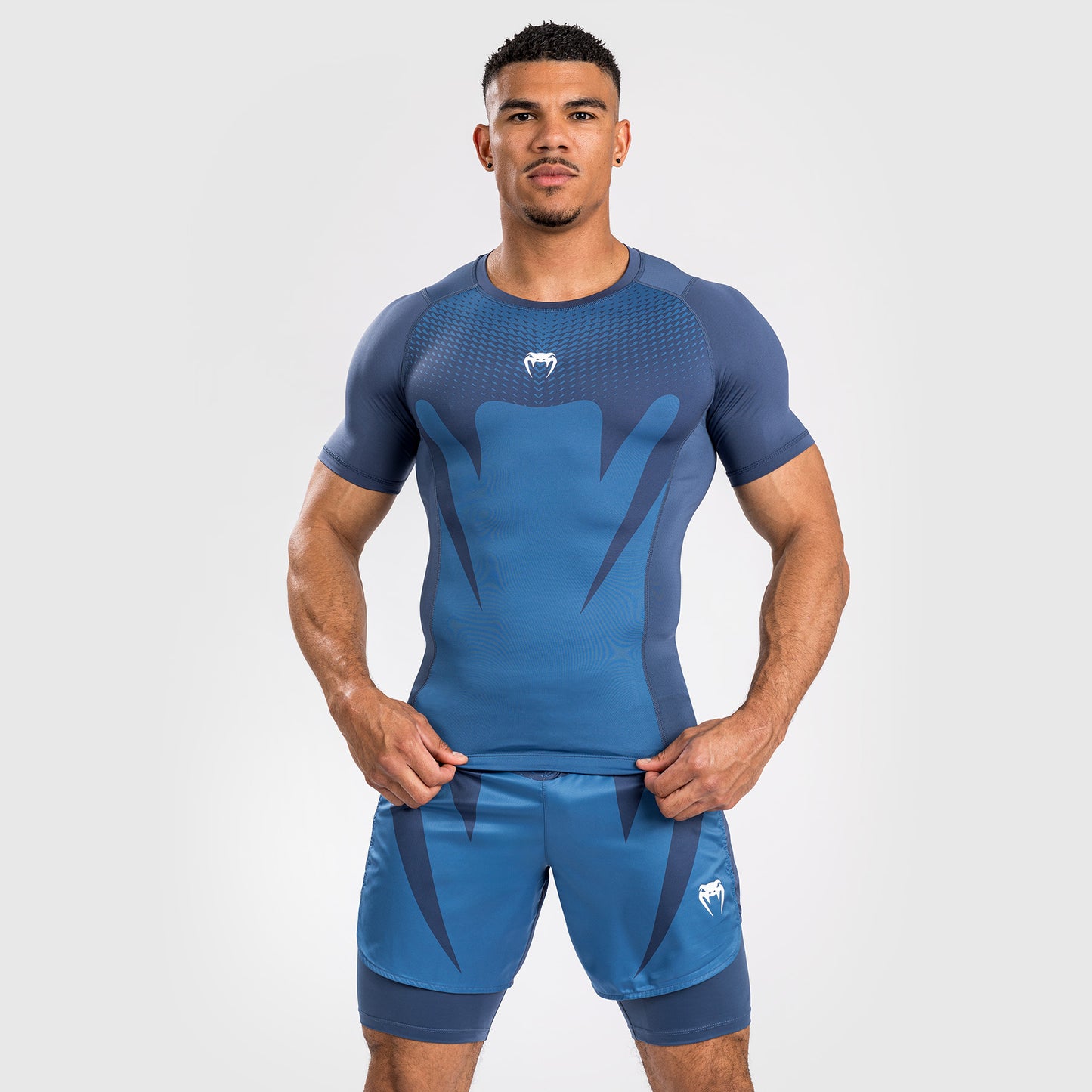 Venum Attack Heren Korte Mouw Rashguard - Marineblauw