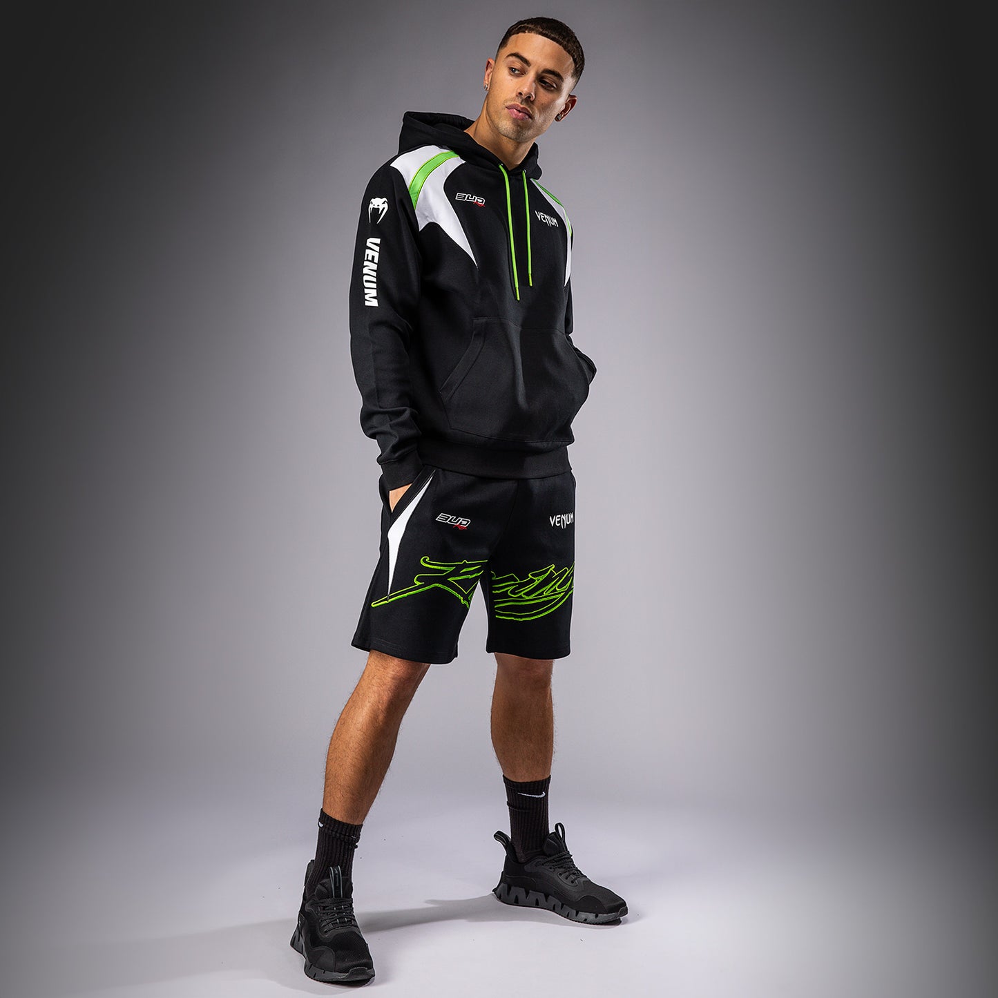 Venum x Bud Racing Heren Hoodie - Zwart/Wit/Limoengroen