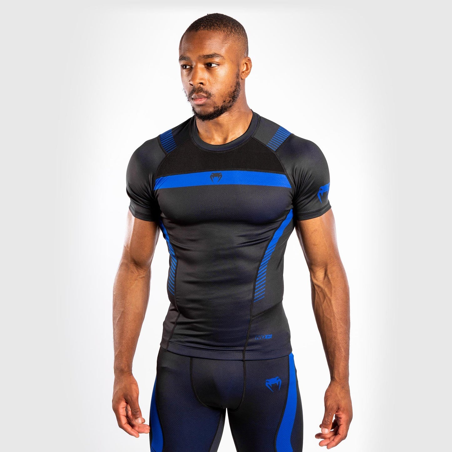 Venum No Gi 3.0 compressie-T-shirt - korte mouwen - Zwart/Blauw