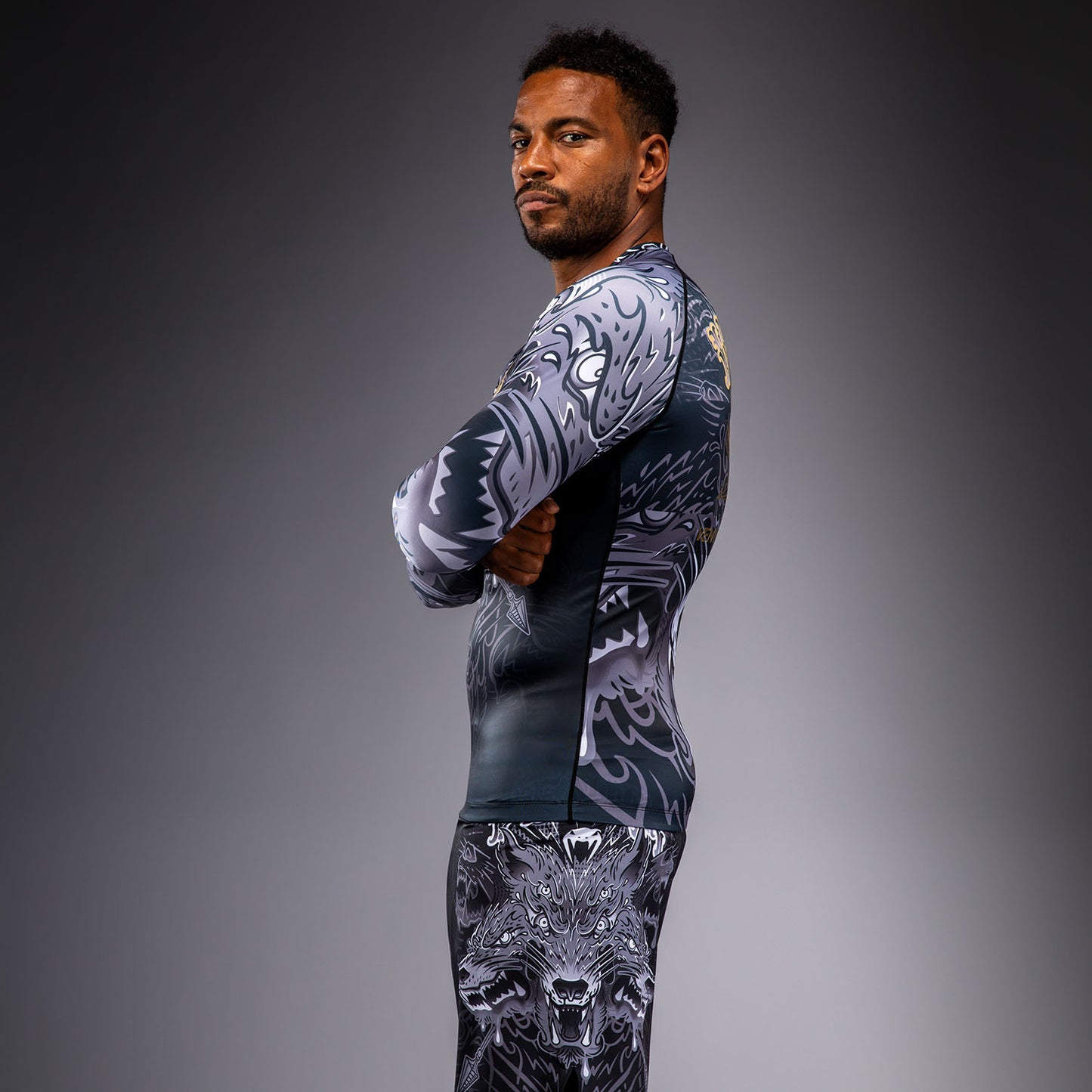 Venum Wolf Atak Rashguard met lange mouwen – Zwart/Grijs