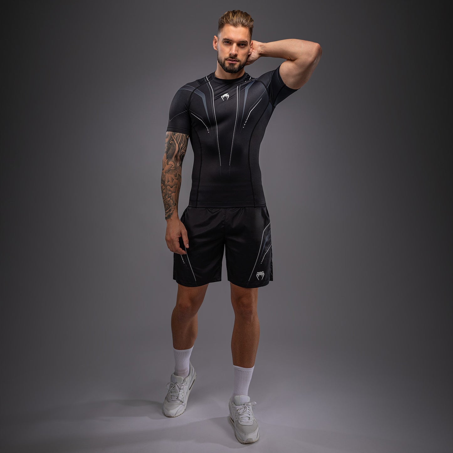 Venum Streamline Rashguards met korte mouwen – Zwart/Wit