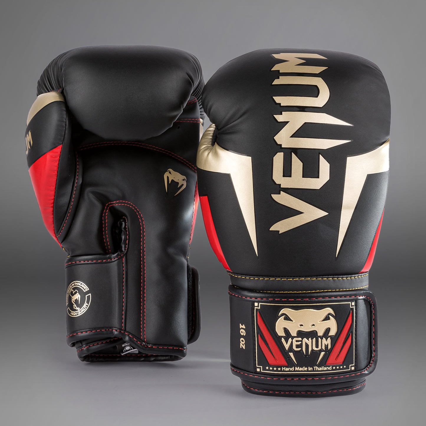 Venum Elite Bokshandschoenen - Zwart/Goud/Rood