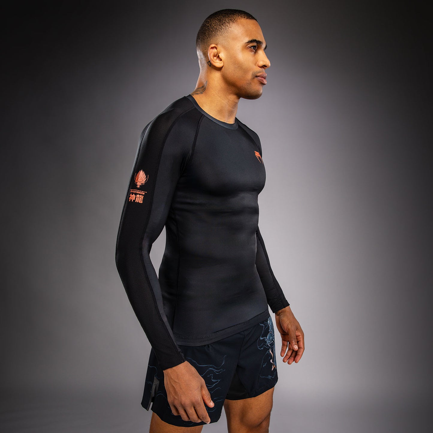 Venum Thunder Dragon Rashguard met lange mouwen – Zwart/Grijs/Koper