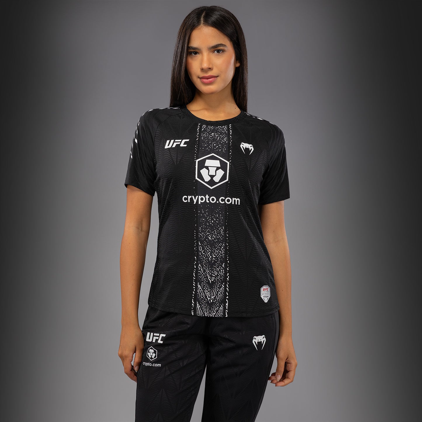 UFC Zenith by Venum Authentic Fight Night Officieel Walkout-shirt Dames Personalized - Zwart