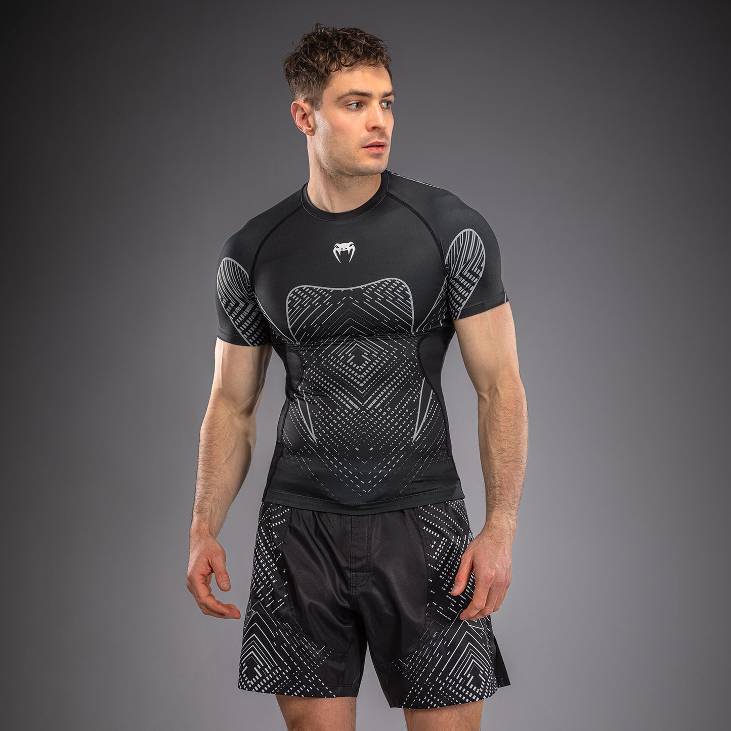 Venum Midnight Fury Rashguard met korte mouwen – Zwart/Grijs/Zilver