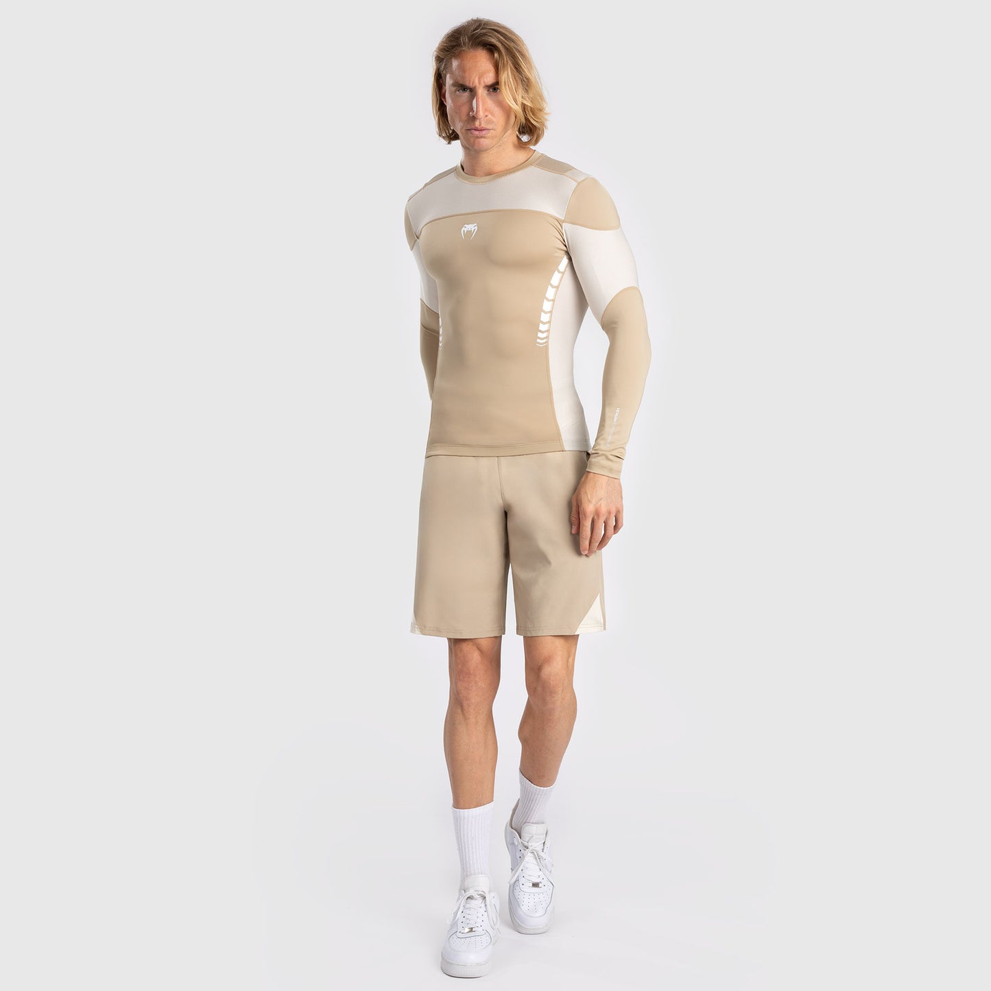 Venum Tempest Heren Lange Mouwen Rashguard - Beige/Zand