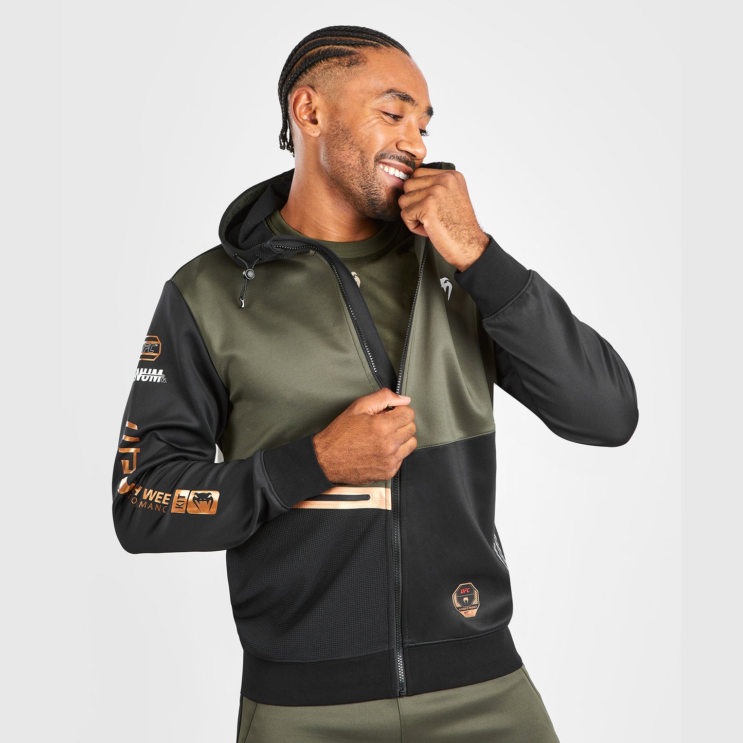 UFC Adrenaline by Venum Fight Week Herenrits Hoodie - Kaki/Brons