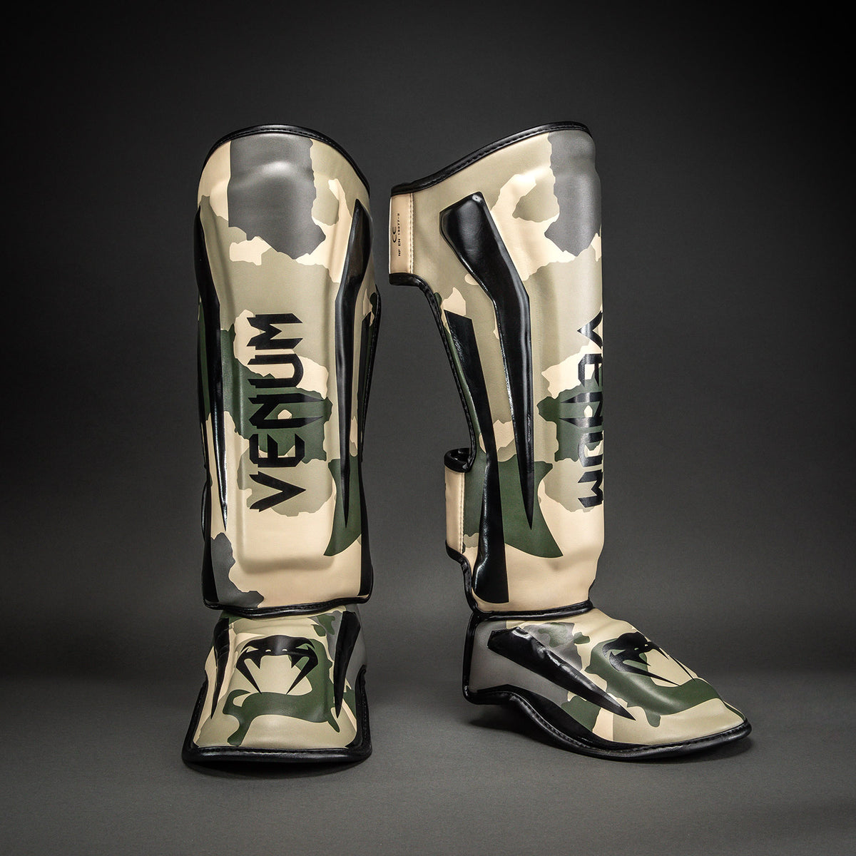 Venum Elite Camo Scheenbeschermers - Kaki/Offwhite