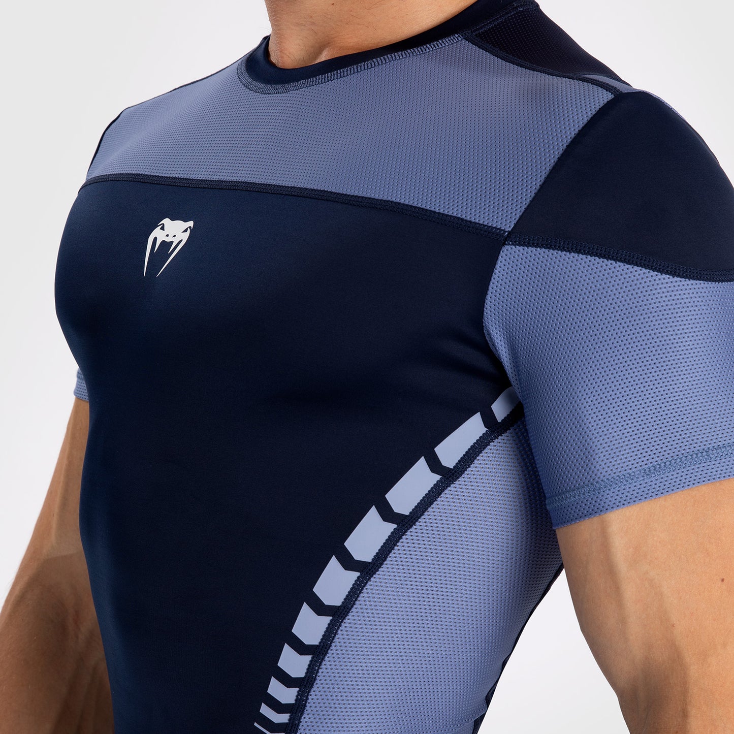 Venum Tempest Heren Rashguard Met Korte Mouwen - Marineblauw/Blauw