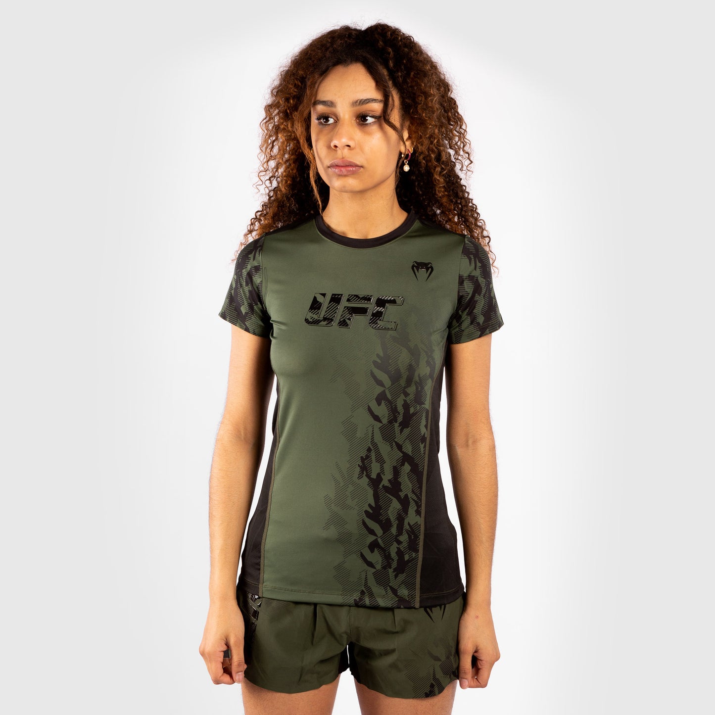 Venum UFC Authentic Fight Week Dames Performance T-shirt met Korte Mouwen – Kaki