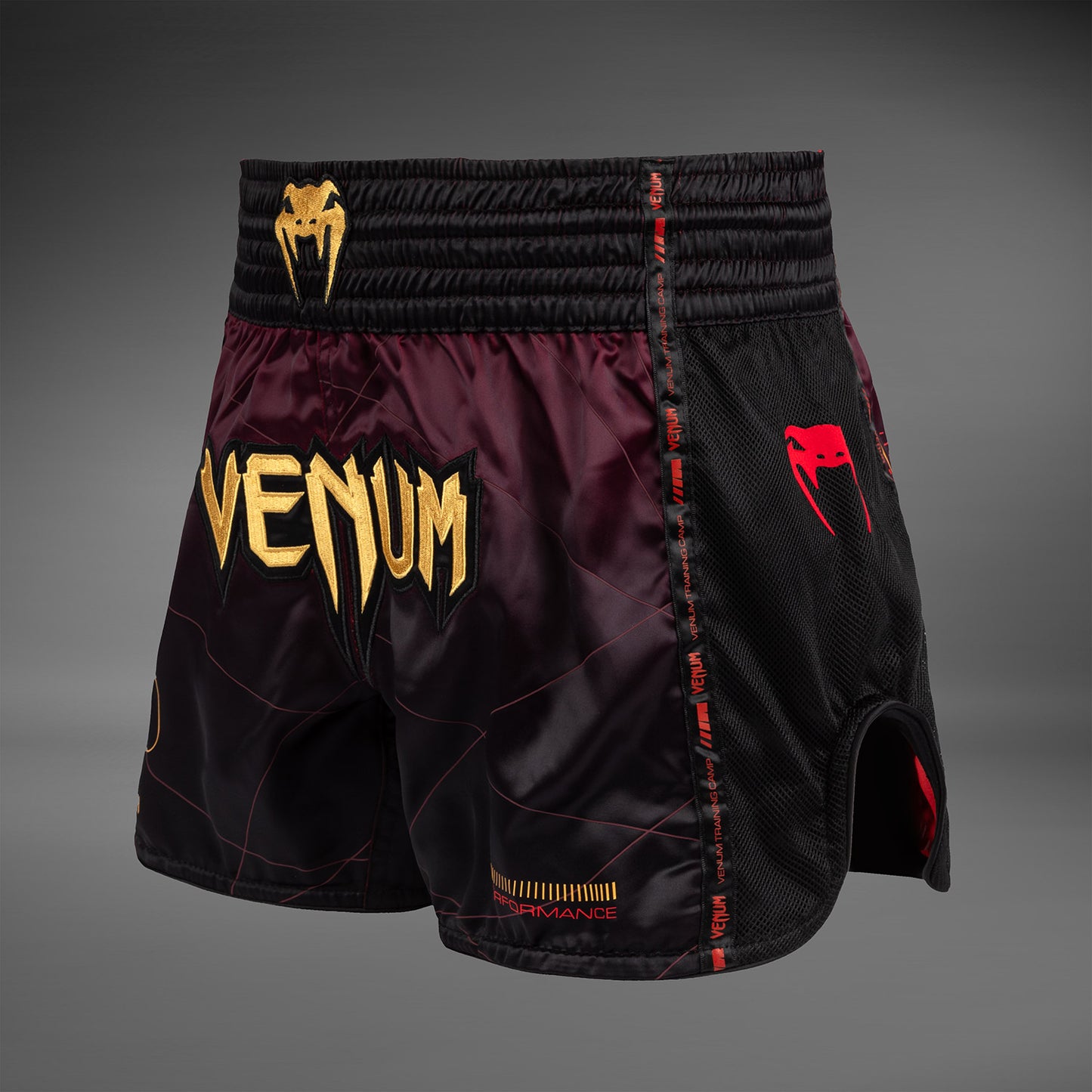 Venum Tactical XT Muay Thai Shorts - Zwart / Bourgondië / Goud