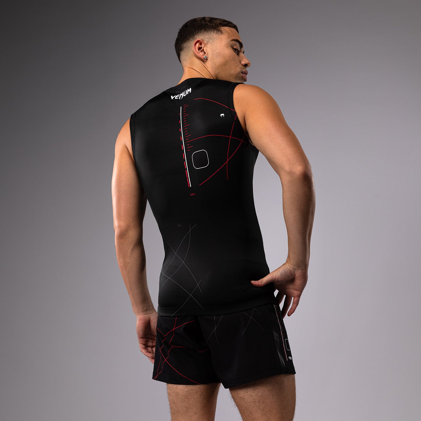 Venum Tactical XT Heren Mouwloze Rashguard - Zwart/Vuurrood