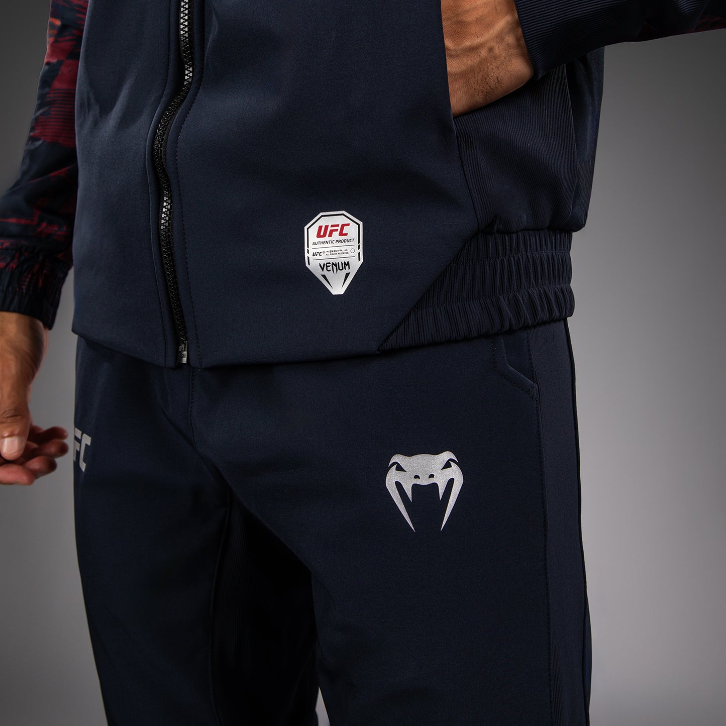 UFC Zenith by Venum Authentic Fight Week Zip Hoodie Heren - Marineblauw/Bordeauxrood/Zilver