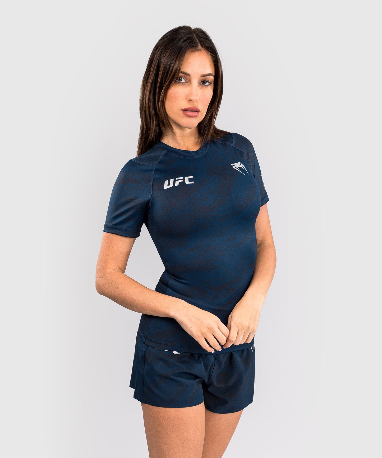 UFC Fusion by Venum Fight Week Korte Mouwen Performance Rashguard voor Dames - Oceaanblauw