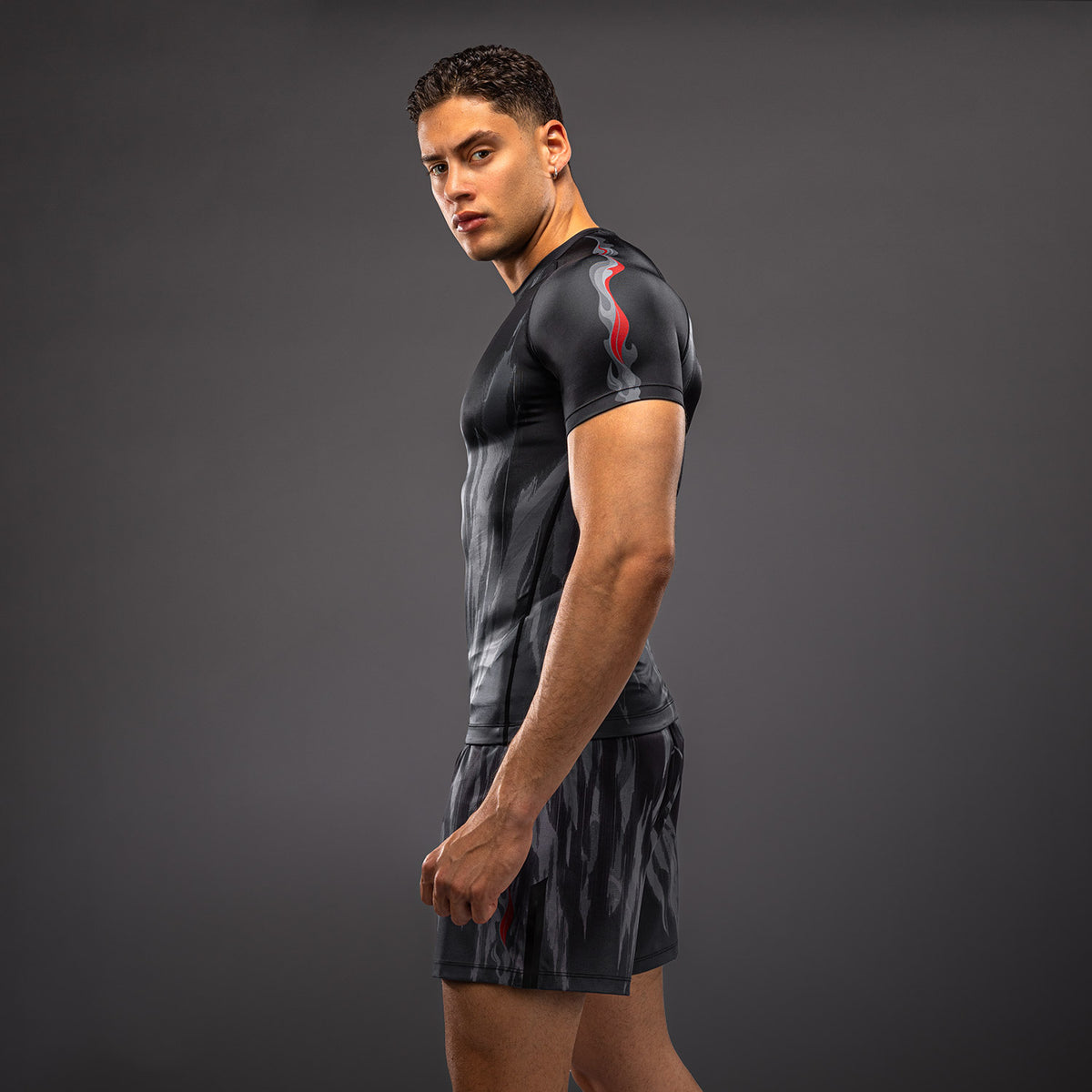 Venum Demon Rashguard met Korte Mouwen - Zwart/Grijs