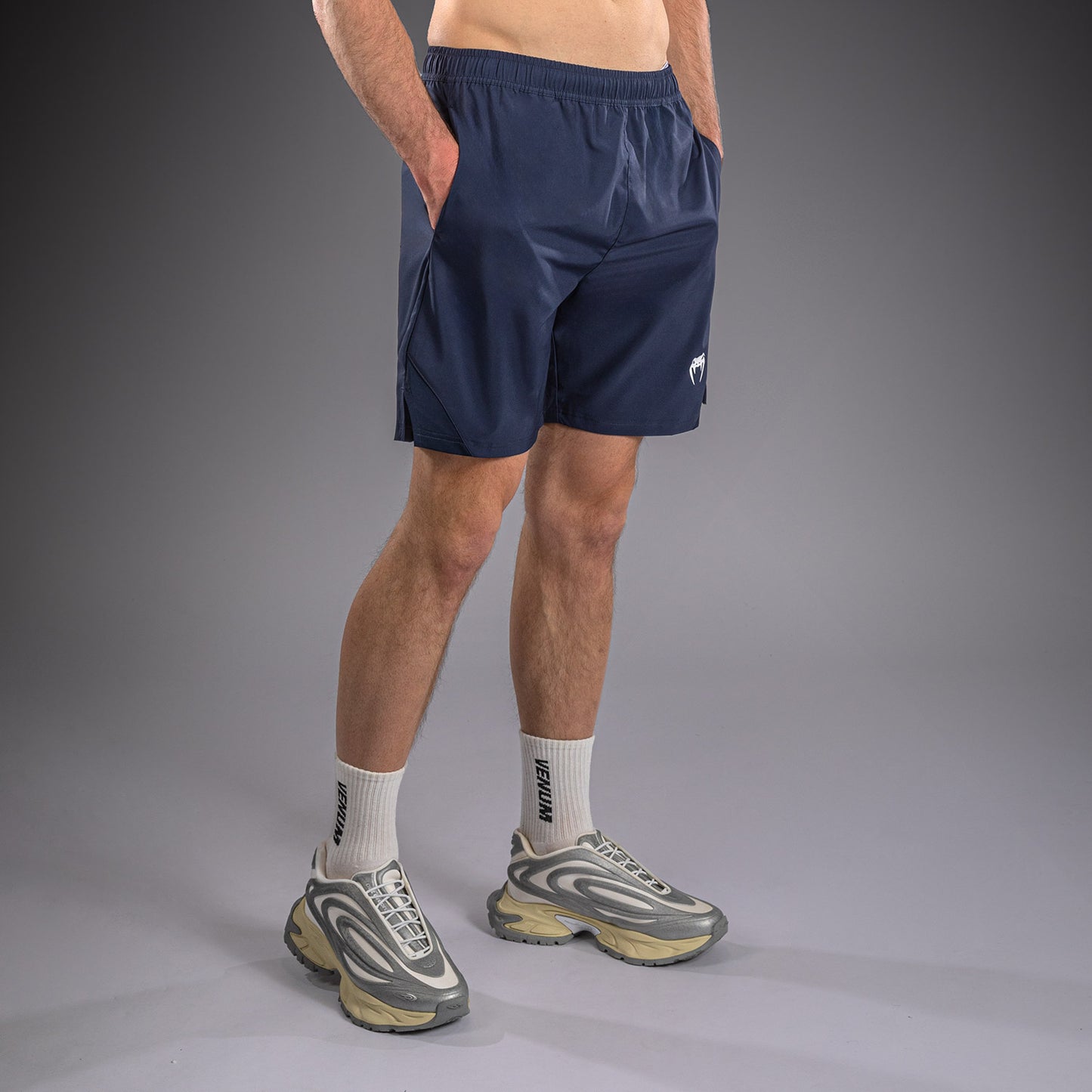 Venum Contender trainingsshort - Marineblauw/Wit