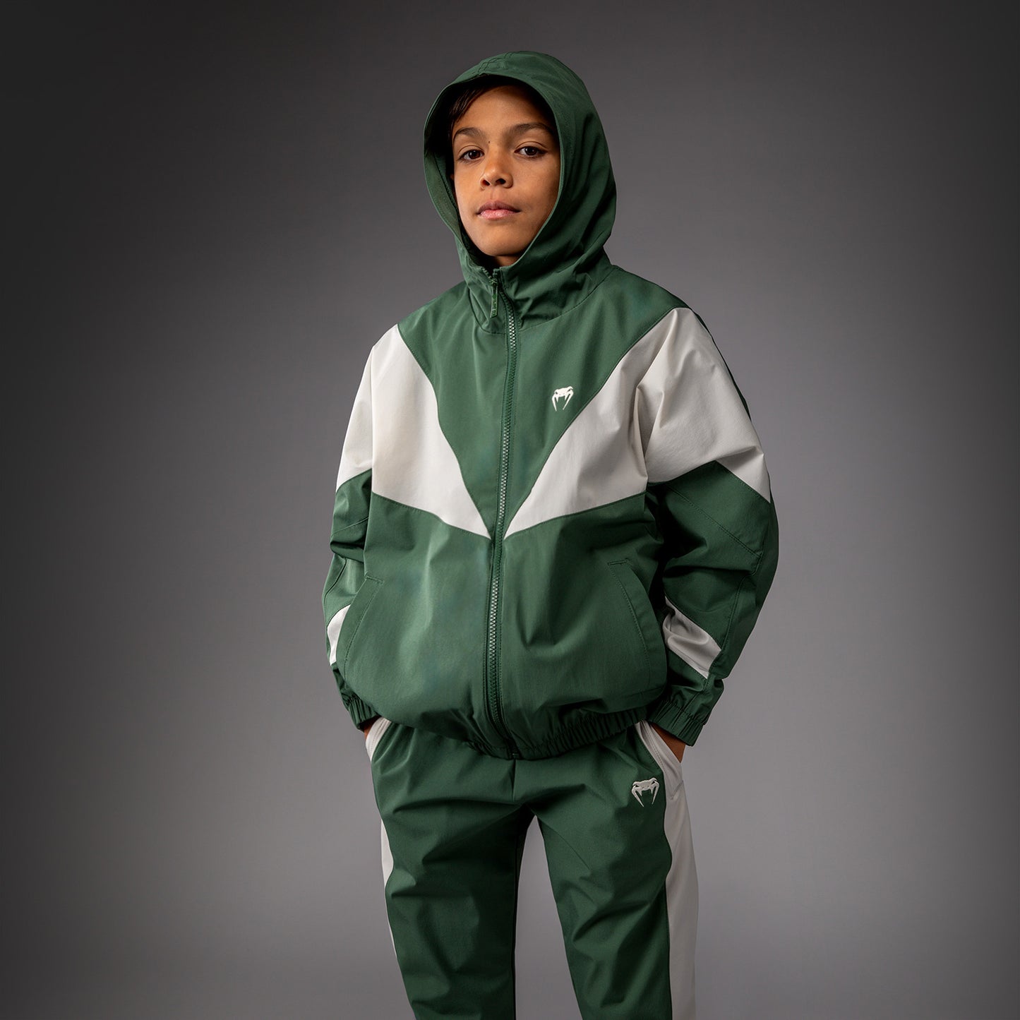 Venum Vectra Kids Jas Met Rits – Bosgroen/Off White