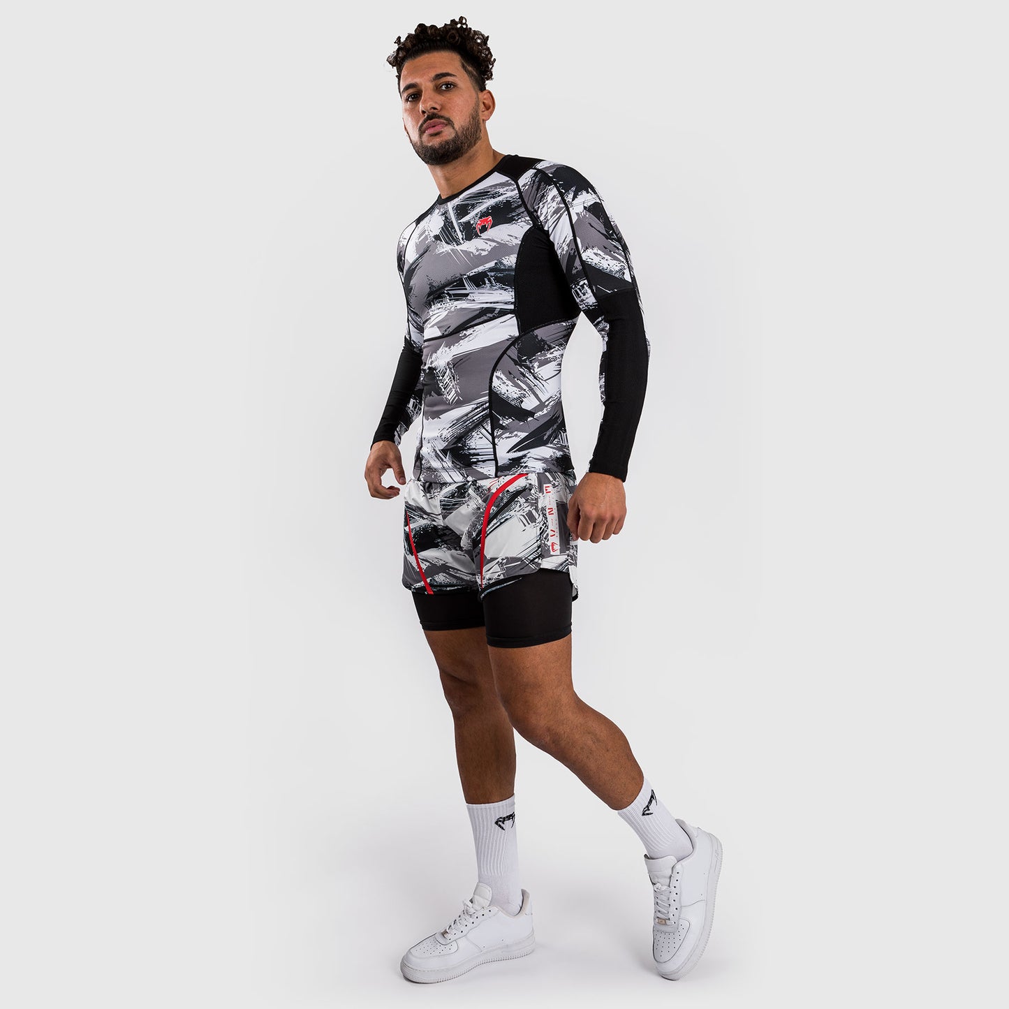 Venum Electron 3.0 Rashguard lange mouw - Grijs/Rood