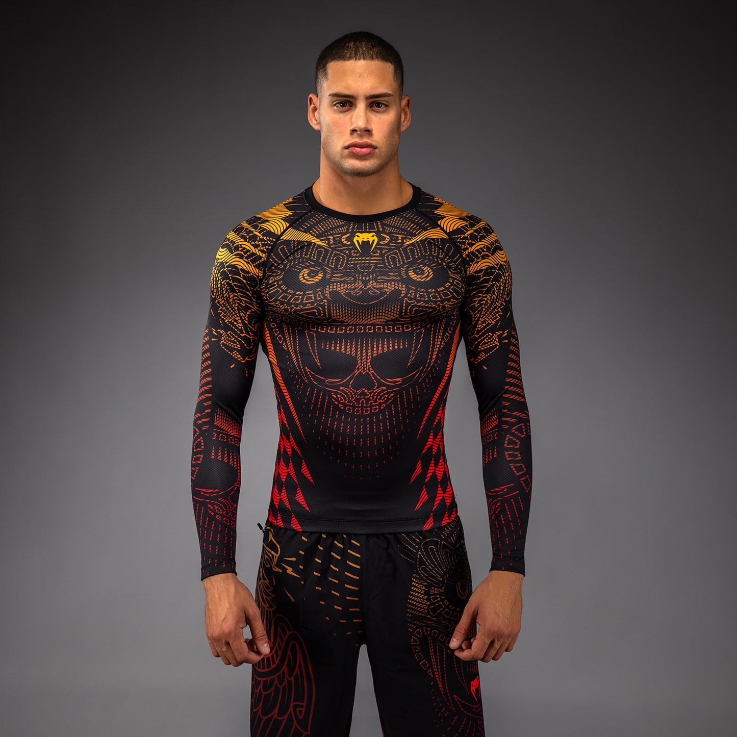 Venum Quetzal Fury Lange Mouw Rashguard - Zwart/Fury Rood/Tangerine