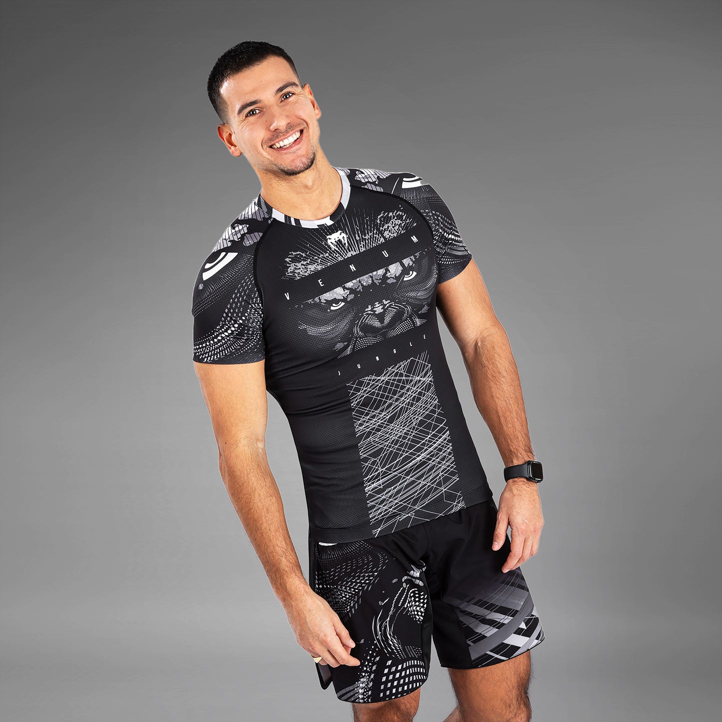 Venum Gorilla Jungle Rashguard korte mouwen - Zwart/Wit