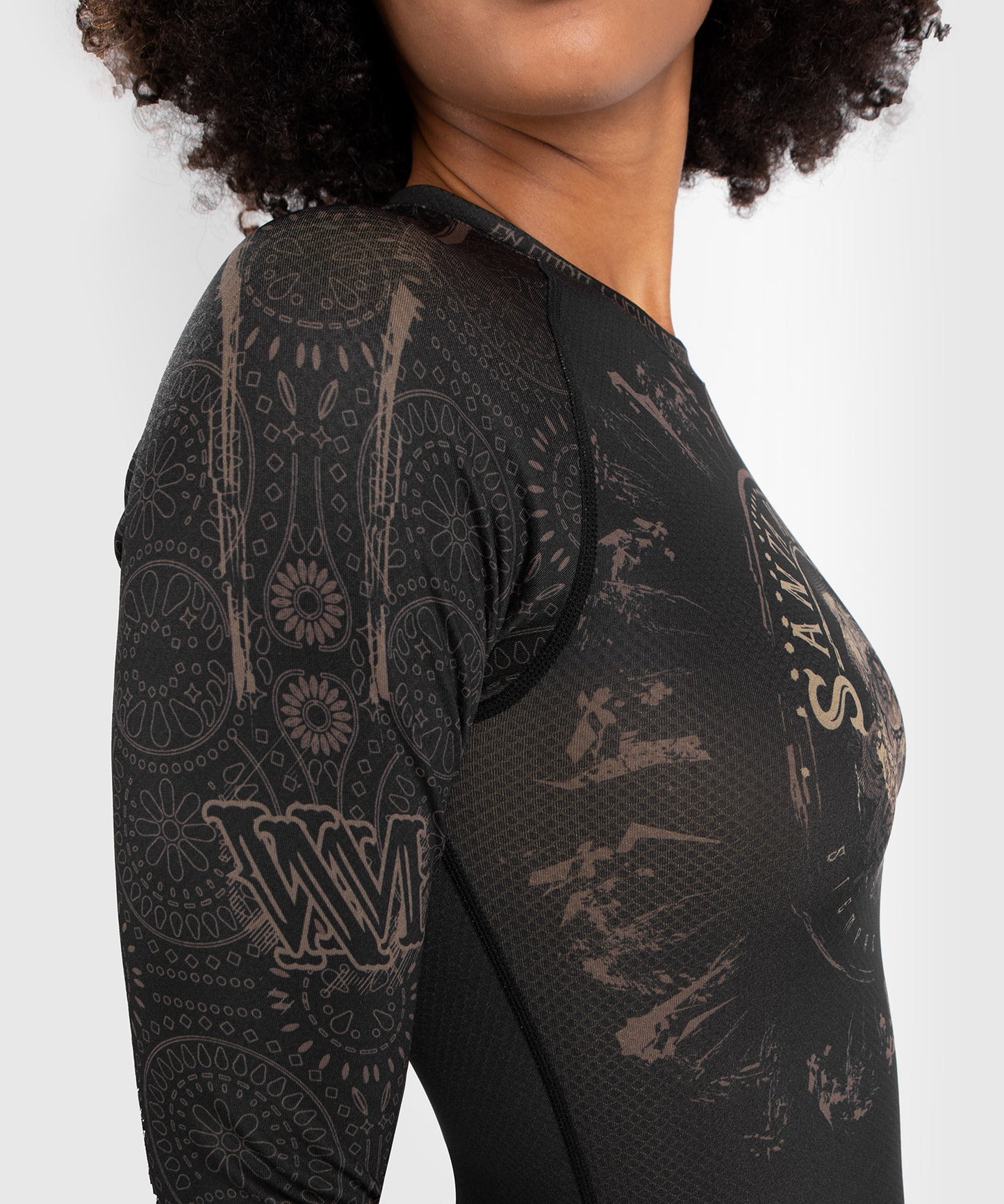 Venum Dames Santa Muerte Dark Side - Rashguard lange mouwen - zwart/bruin