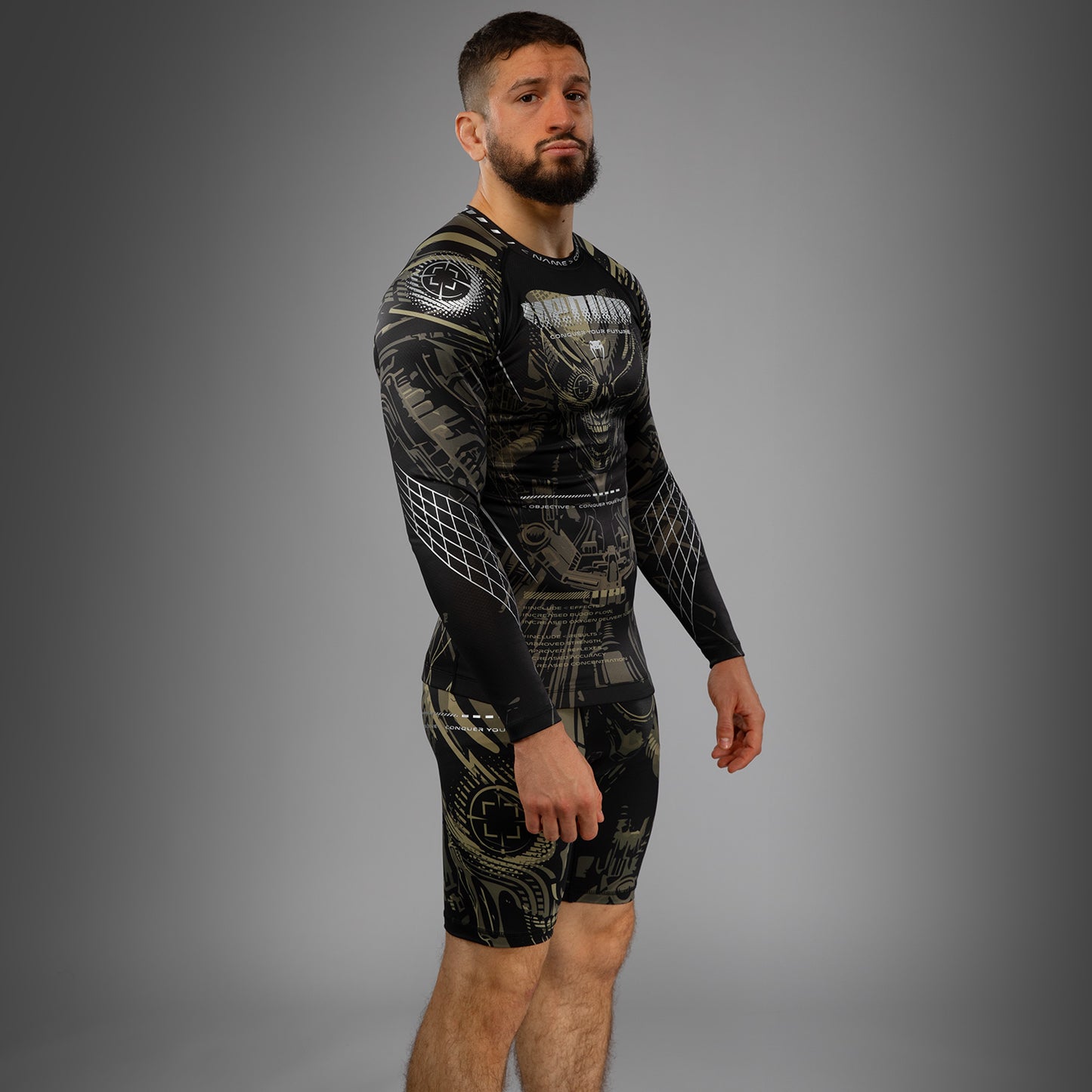 Venum Invader Langemouw Rashguard - Zwart/Zand