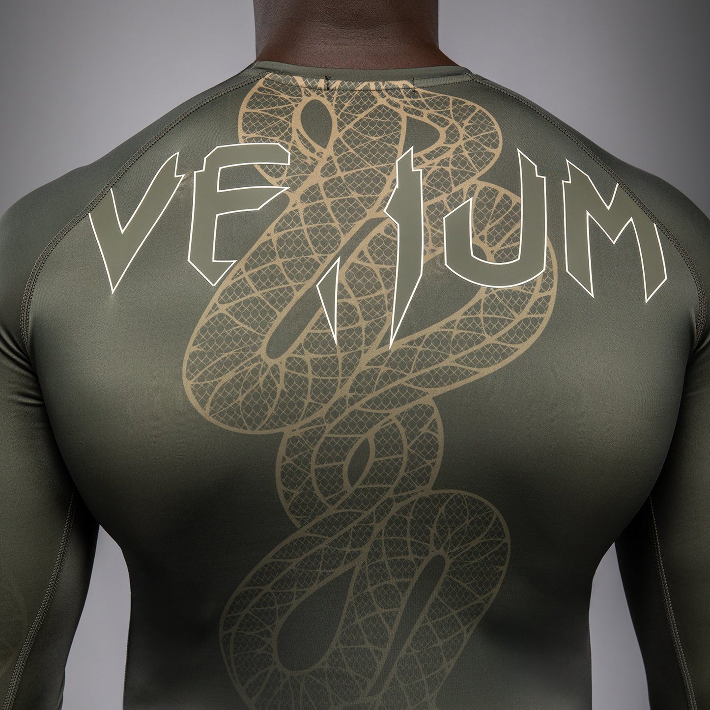 Venum Serpenti Long Sleeve Rashguard – Khaki/Bronze/Ivory