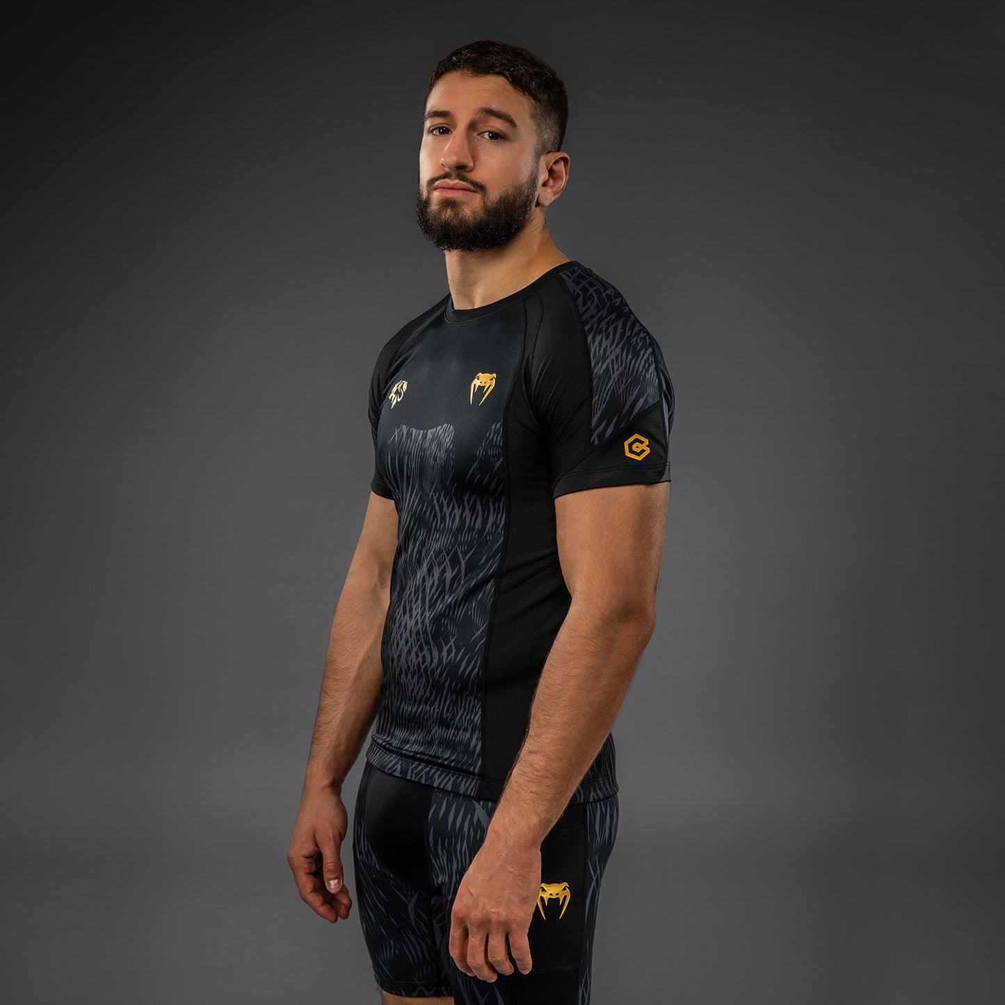 Venum x Chimaev Korte Mouw Rashguard - Zwart/Grijs