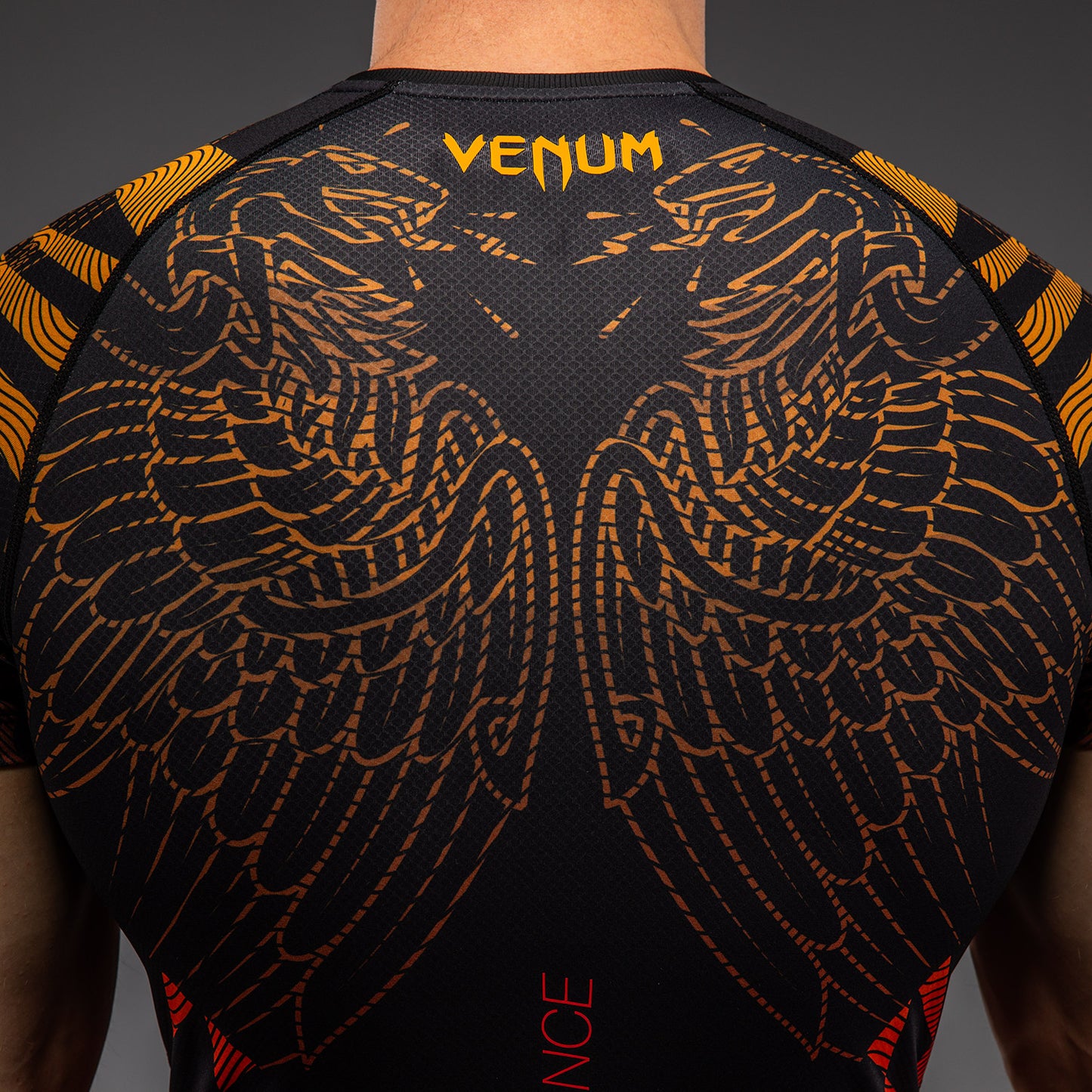 Venum Quetzal Fury Korte Mouw Rashguard - Zwart/Fury Rood/Tangerine