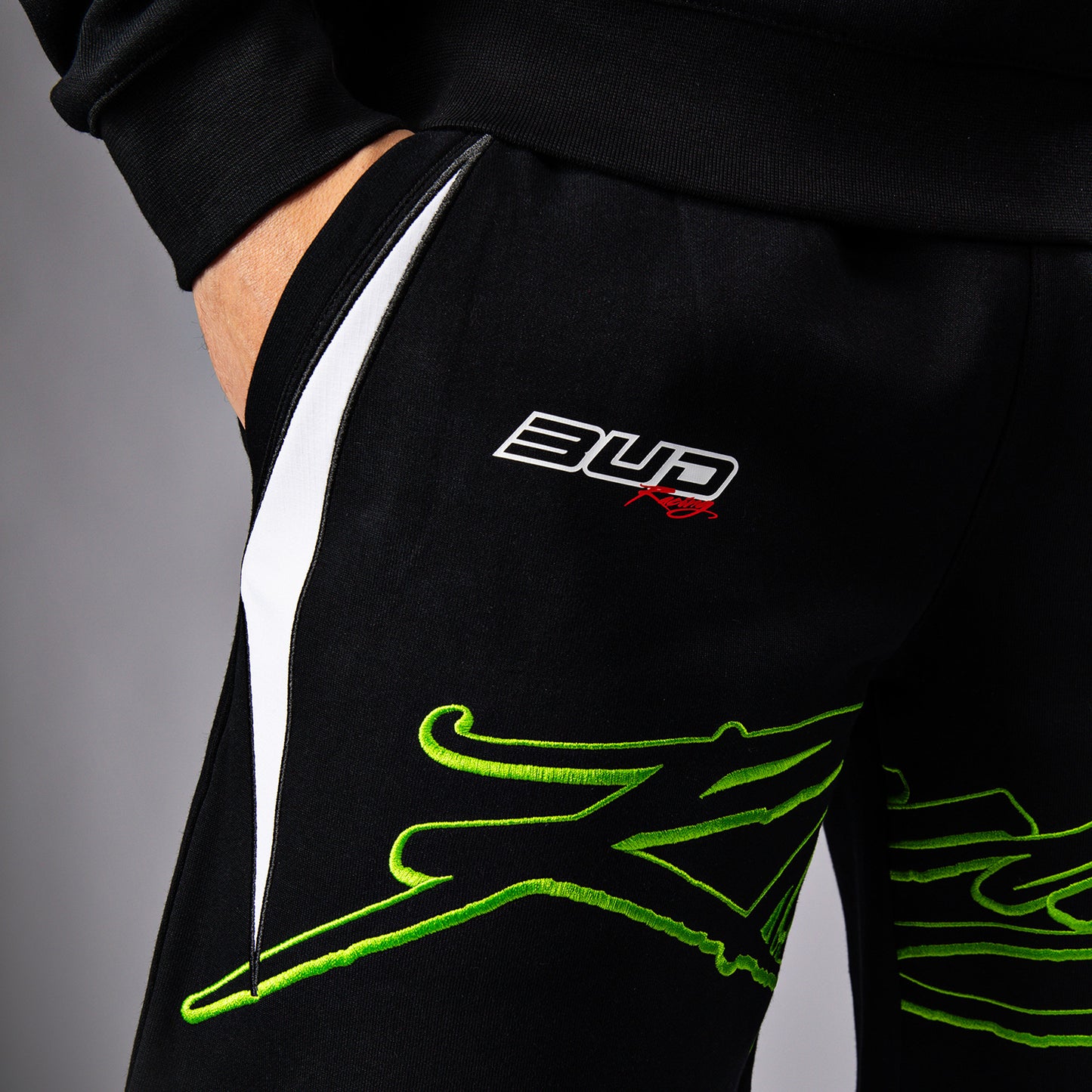 Venum x Bud Racing Heren Shorts Katoen - Zwart/Wit/Limoengroen