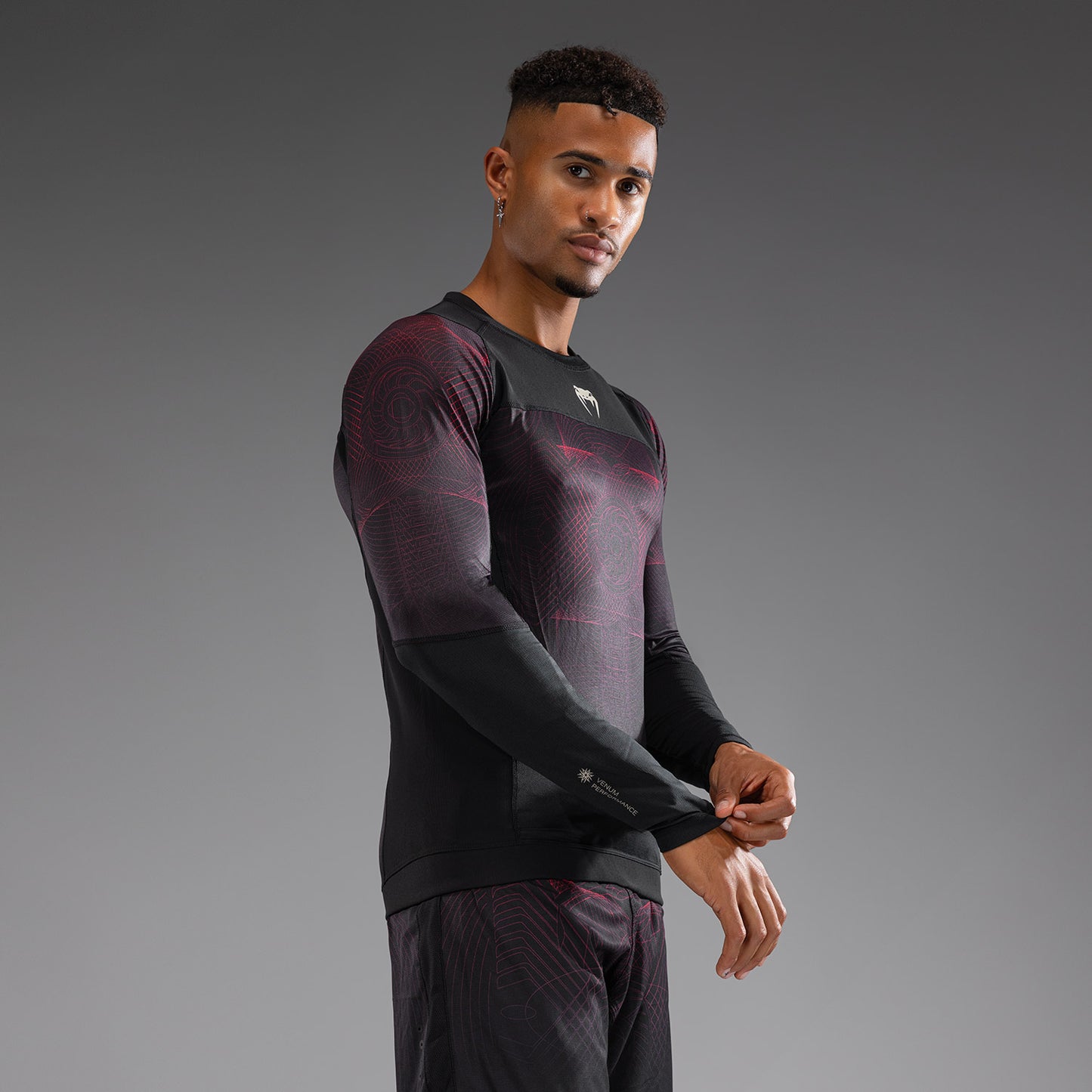 Venum G-Fit Air Lange Mouw Rashguard Heren - Diepzwart / Vuurrood