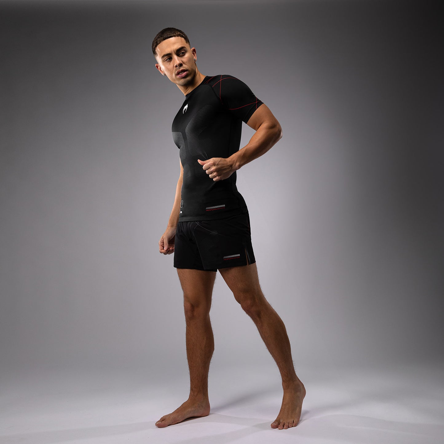 Venum Tactical XT Heren-Rashguard met korte mouwen - Zwart/Vuurrood