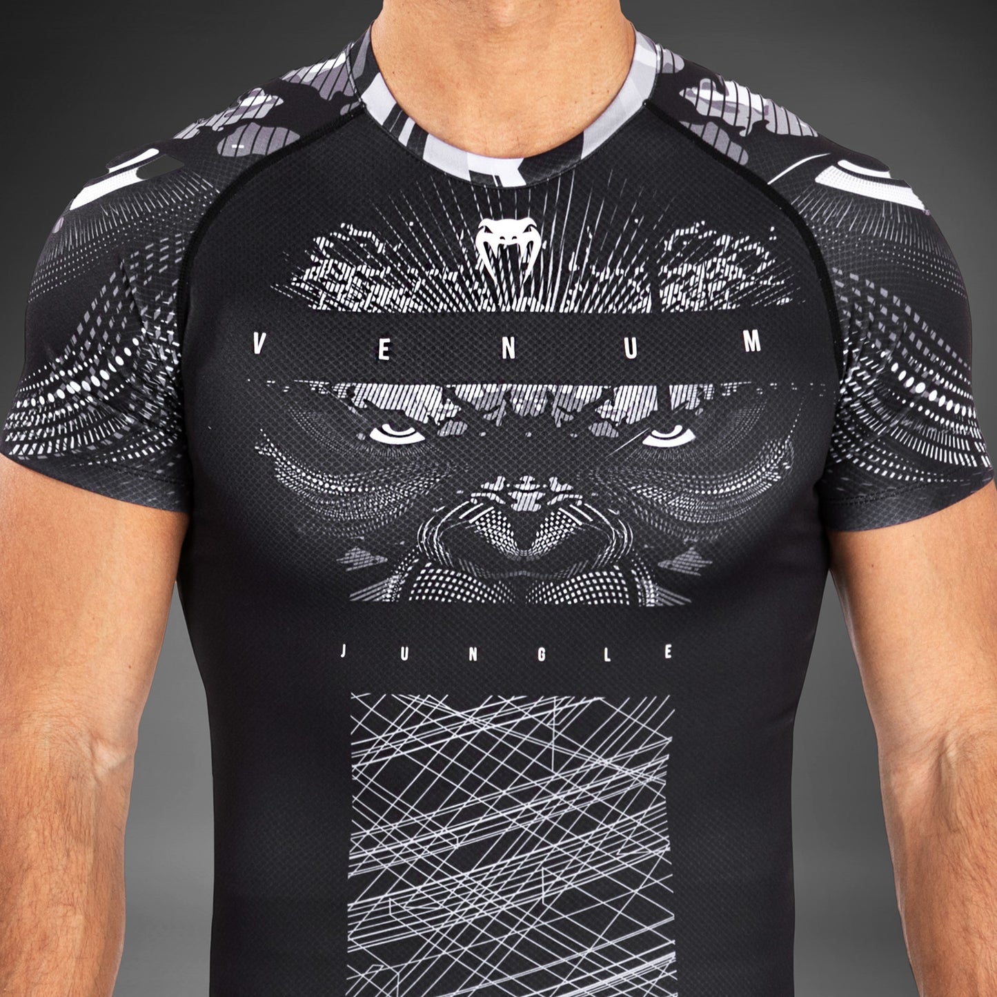 Venum Gorilla Jungle Rashguard korte mouwen - Zwart/Wit