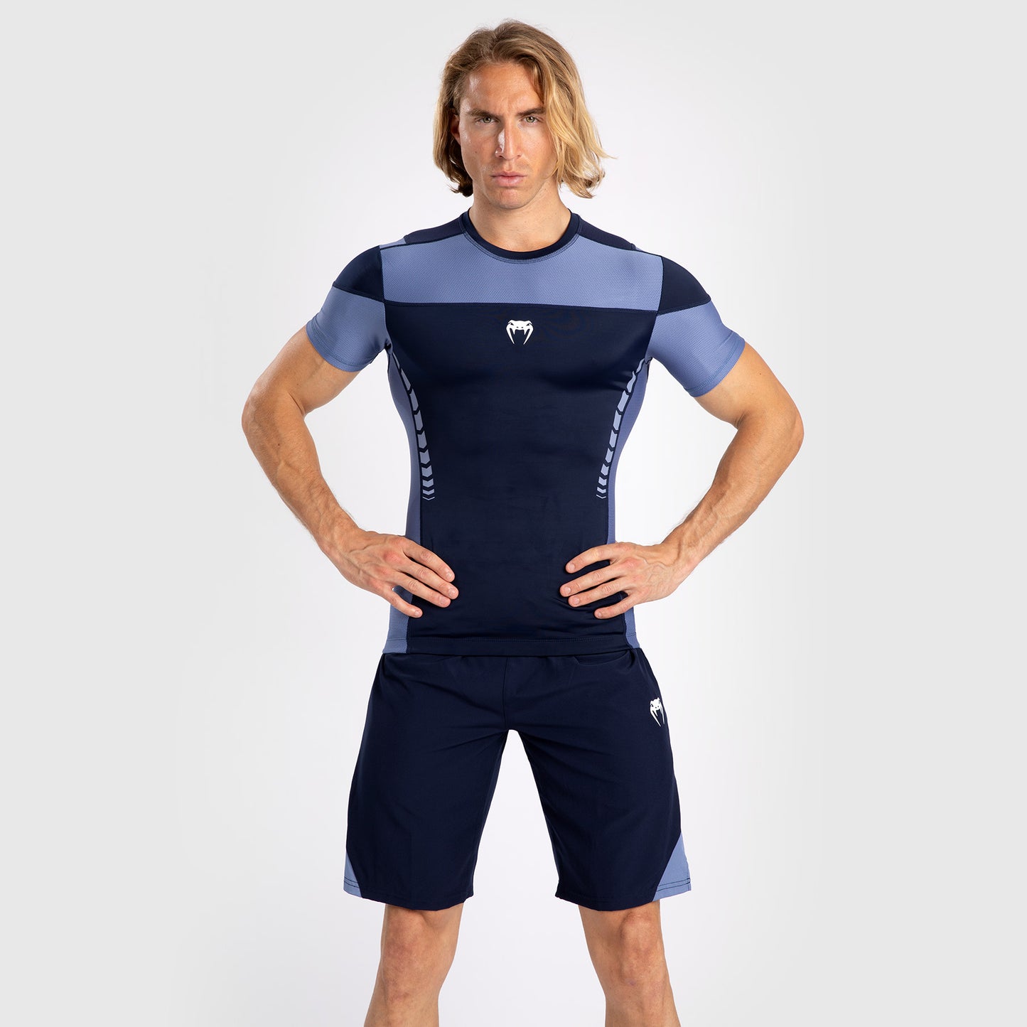 Venum Tempest Heren Rashguard Met Korte Mouwen - Marineblauw/Blauw