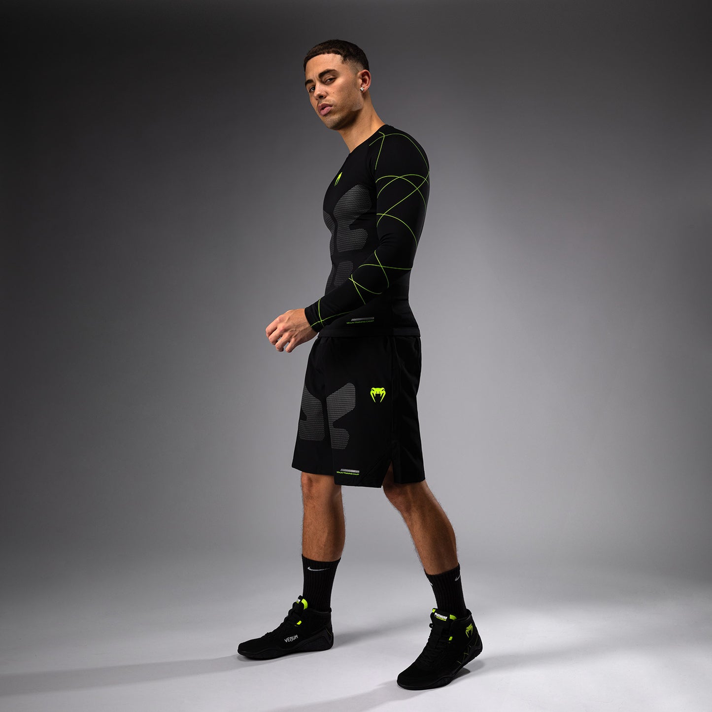 Venum Training Camp 4.0 Rashguard met lange mouwen - Zwart/Neon groen