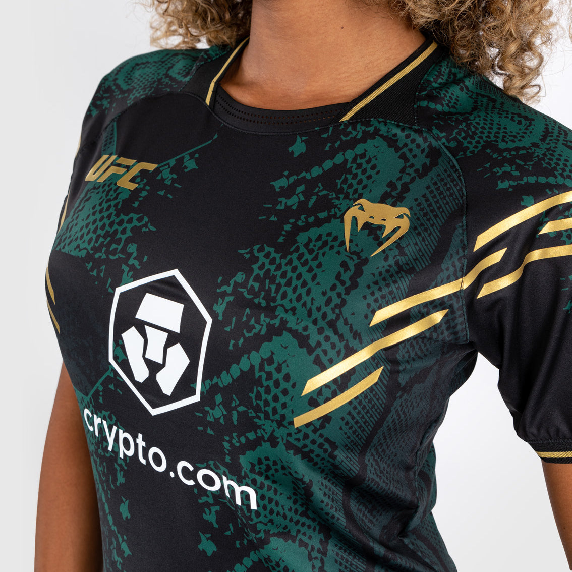 UFC Adrenaline by Venum Personalized Authentic Fight Night Women's Walkout Jersey - Emerald Edition - Groen/Zwart/Goud