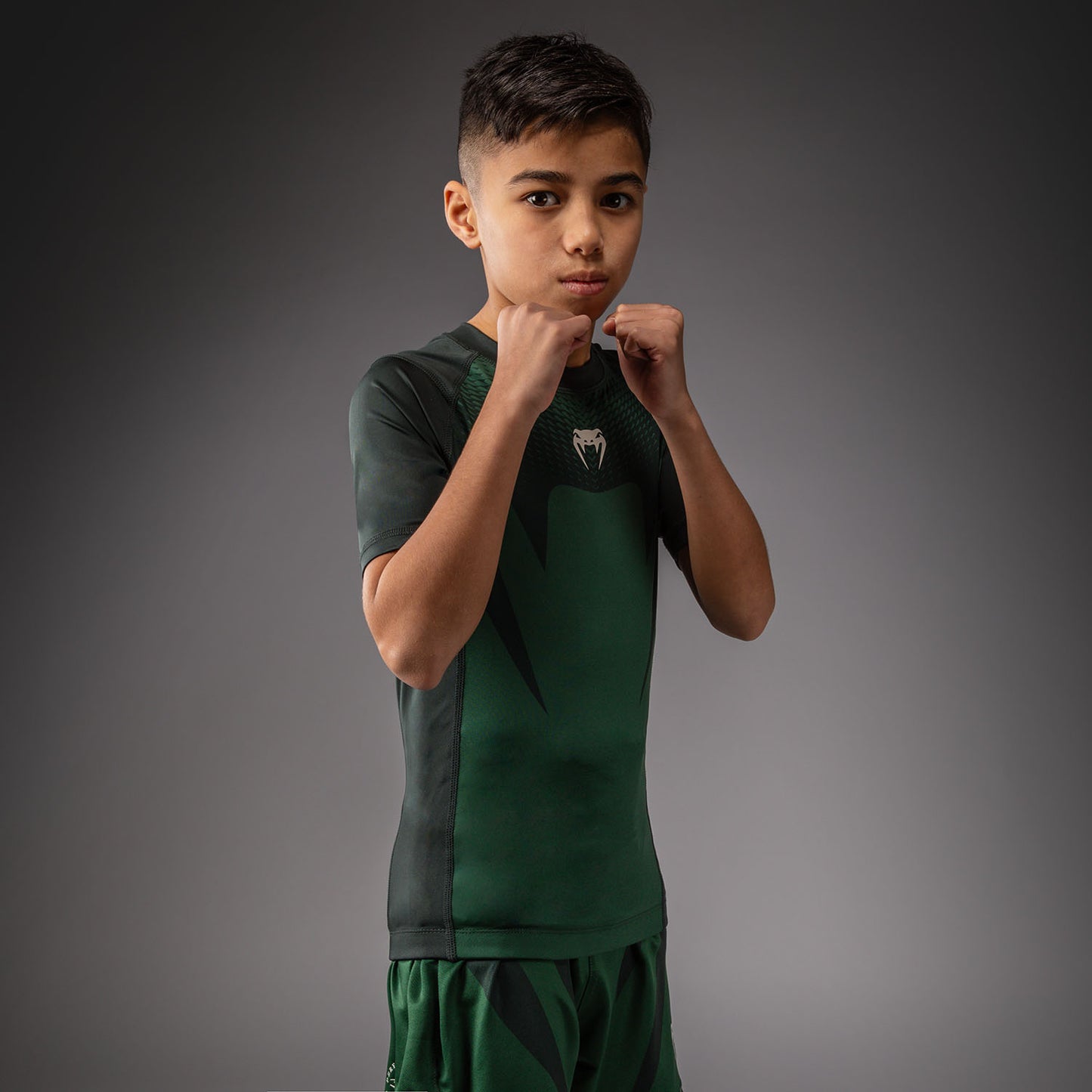 Venum Attack Kids Rashguard met korte mouwen - Bosgroen/Crèmewit