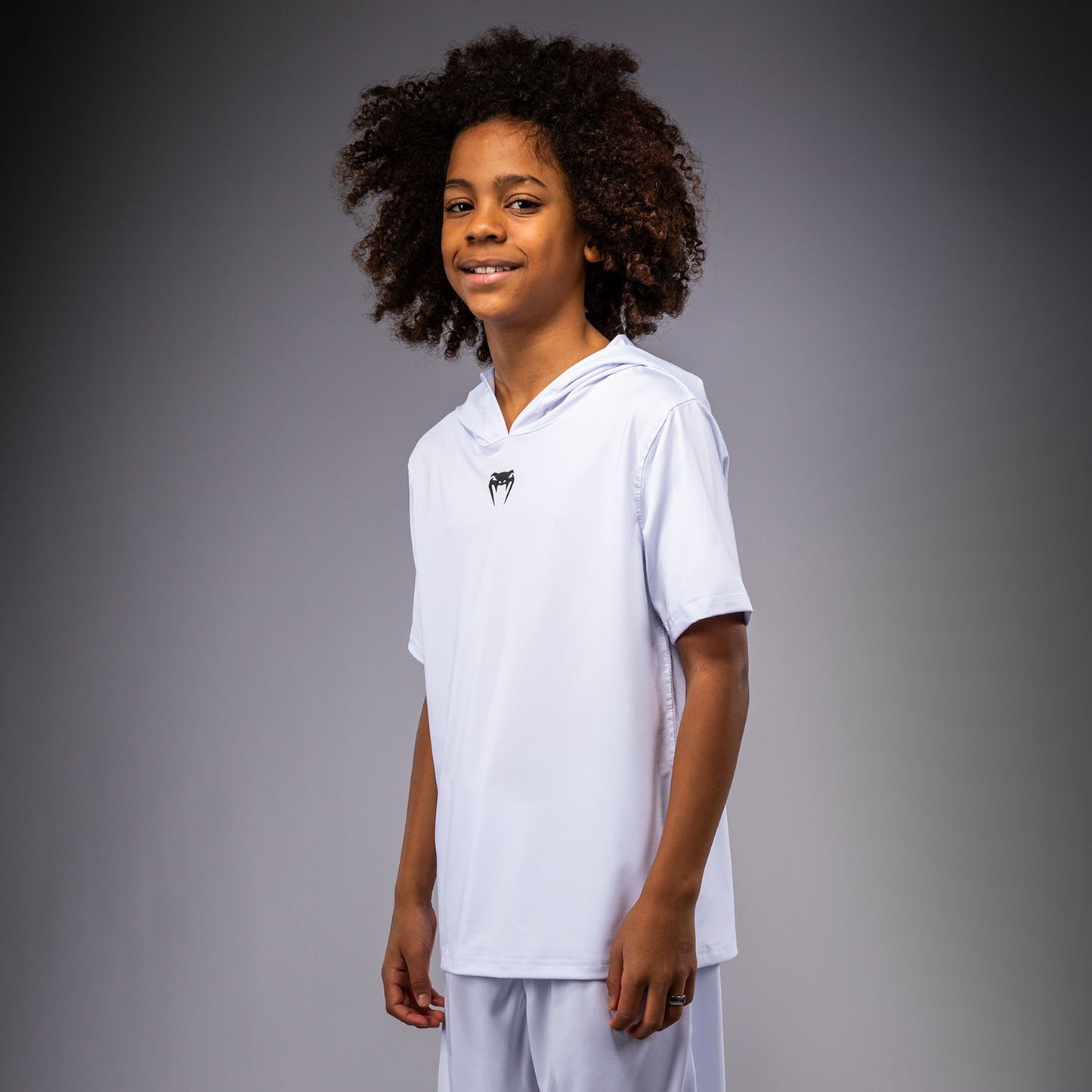 Venum Elite Dry-Tech Hoodie met korte mouwen voor kinderen - Wit