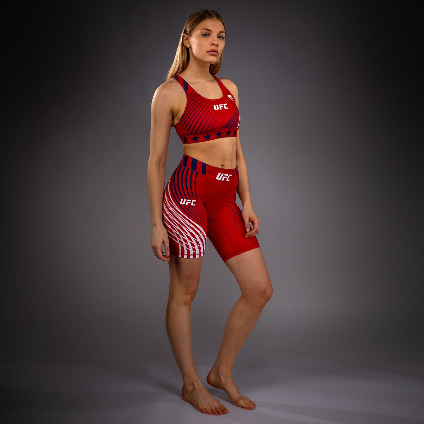 Official UFC Freedom 250 by Venum Authentic Vale Tudo Shorts Long Fit voor dames - Rood