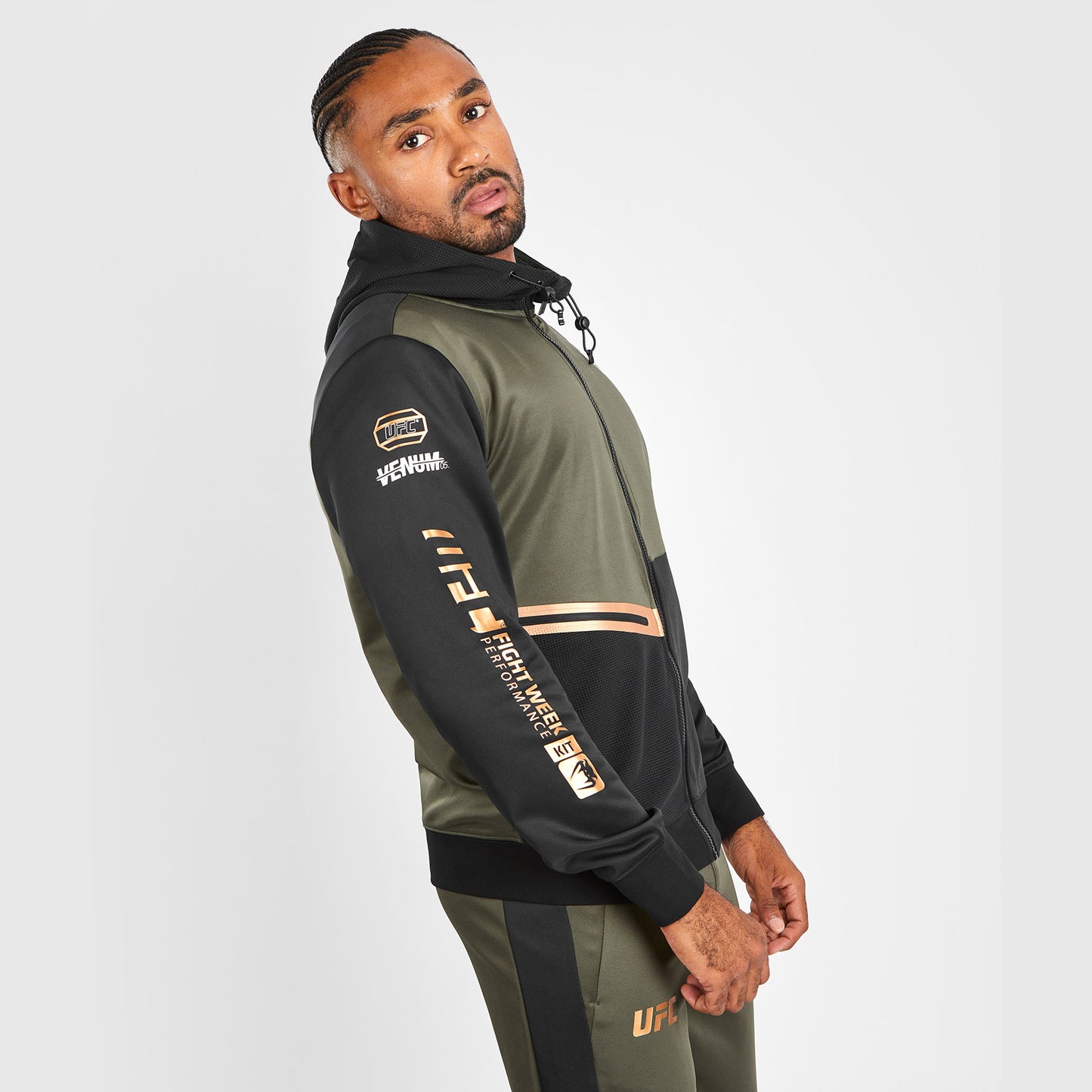 UFC Adrenaline by Venum Fight Week Herenrits Hoodie - Kaki/Brons