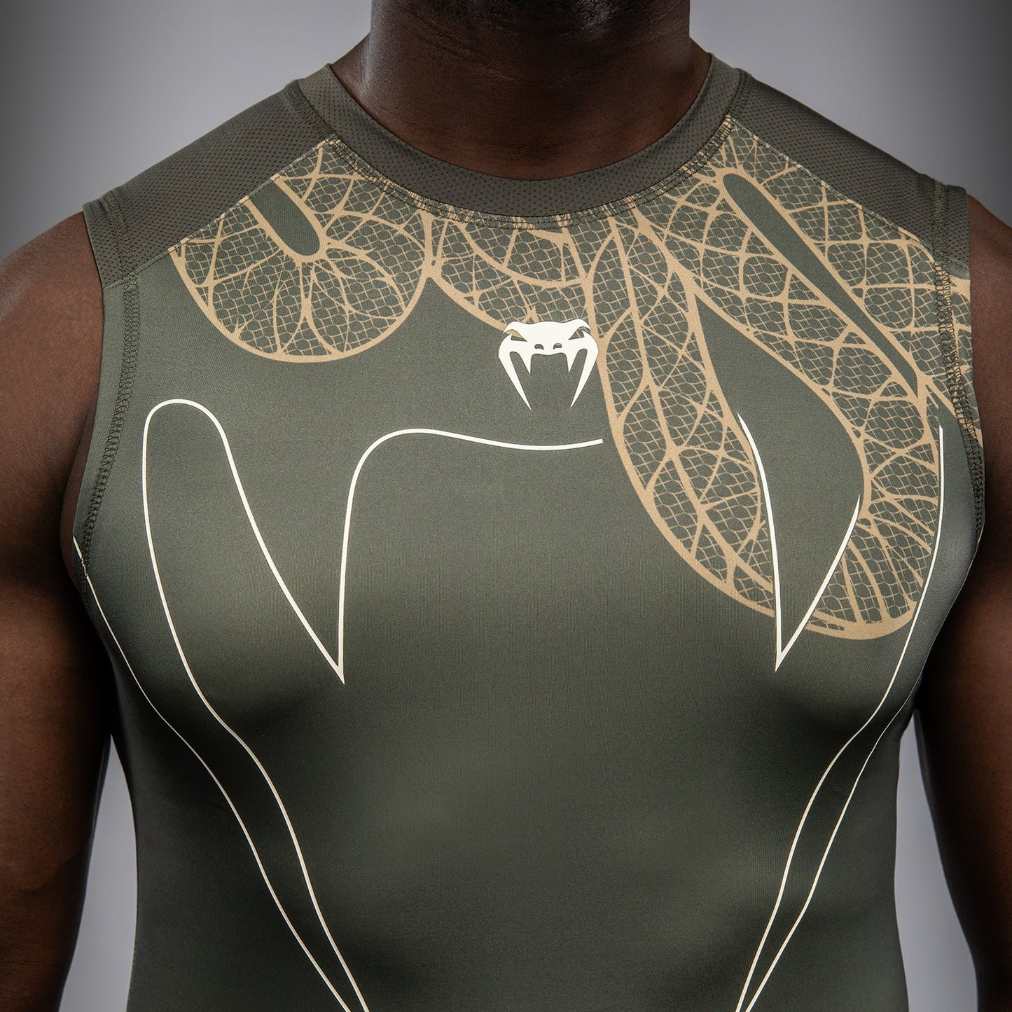 Venum Serpenti Mouwloos Rashguard – Khaki/Bronze/Ivory