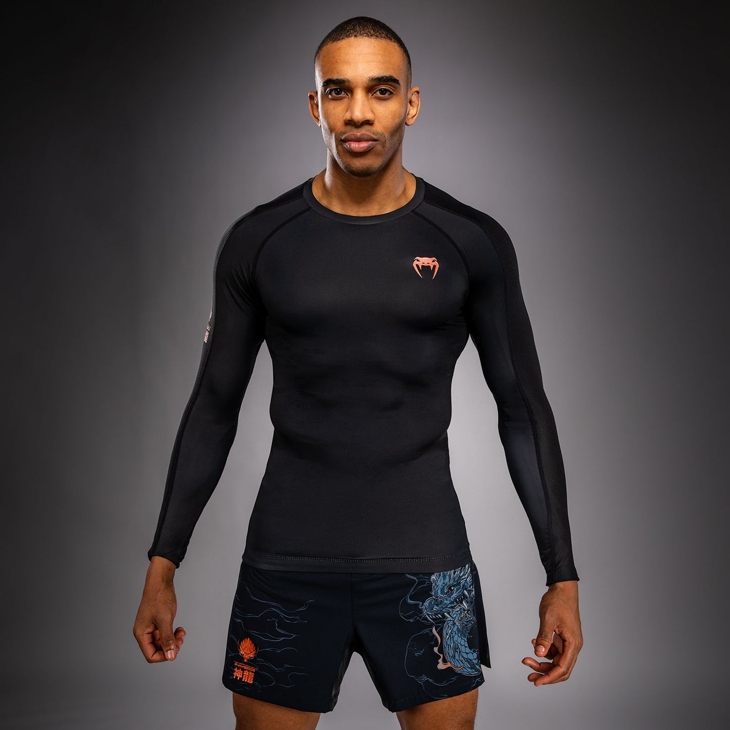 Venum Thunder Dragon Rashguard met lange mouwen – Zwart/Grijs/Koper