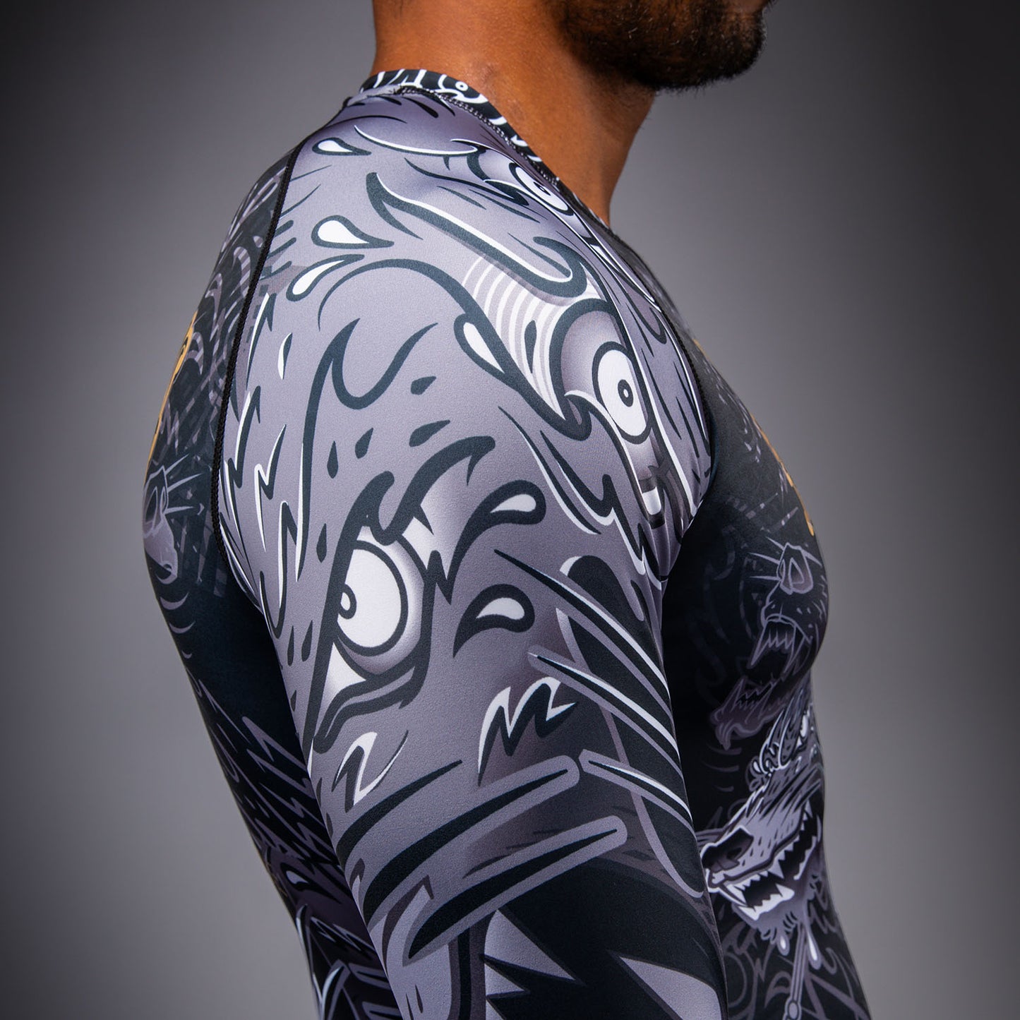 Venum Wolf Atak Rashguard met lange mouwen – Zwart/Grijs