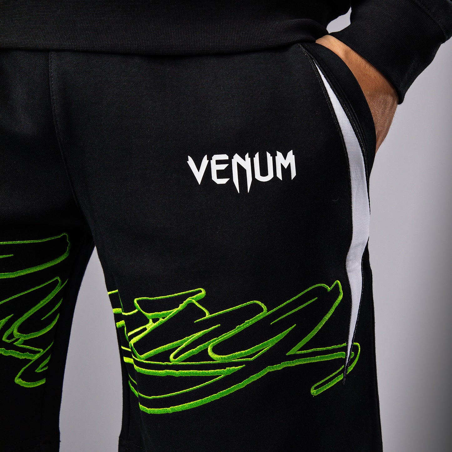 Venum x Bud Racing Heren Shorts Katoen - Zwart/Wit/Limoengroen