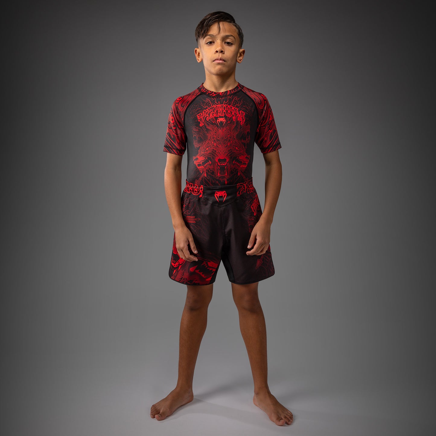 Venum Wolf Atak Kids Fightshorts – Zwart/Rood
