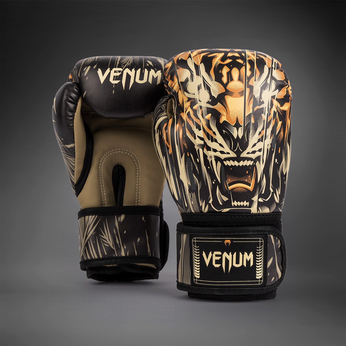 Venum Tiger Kids Bokshandschoenen - Zwart / Neon Oranje
