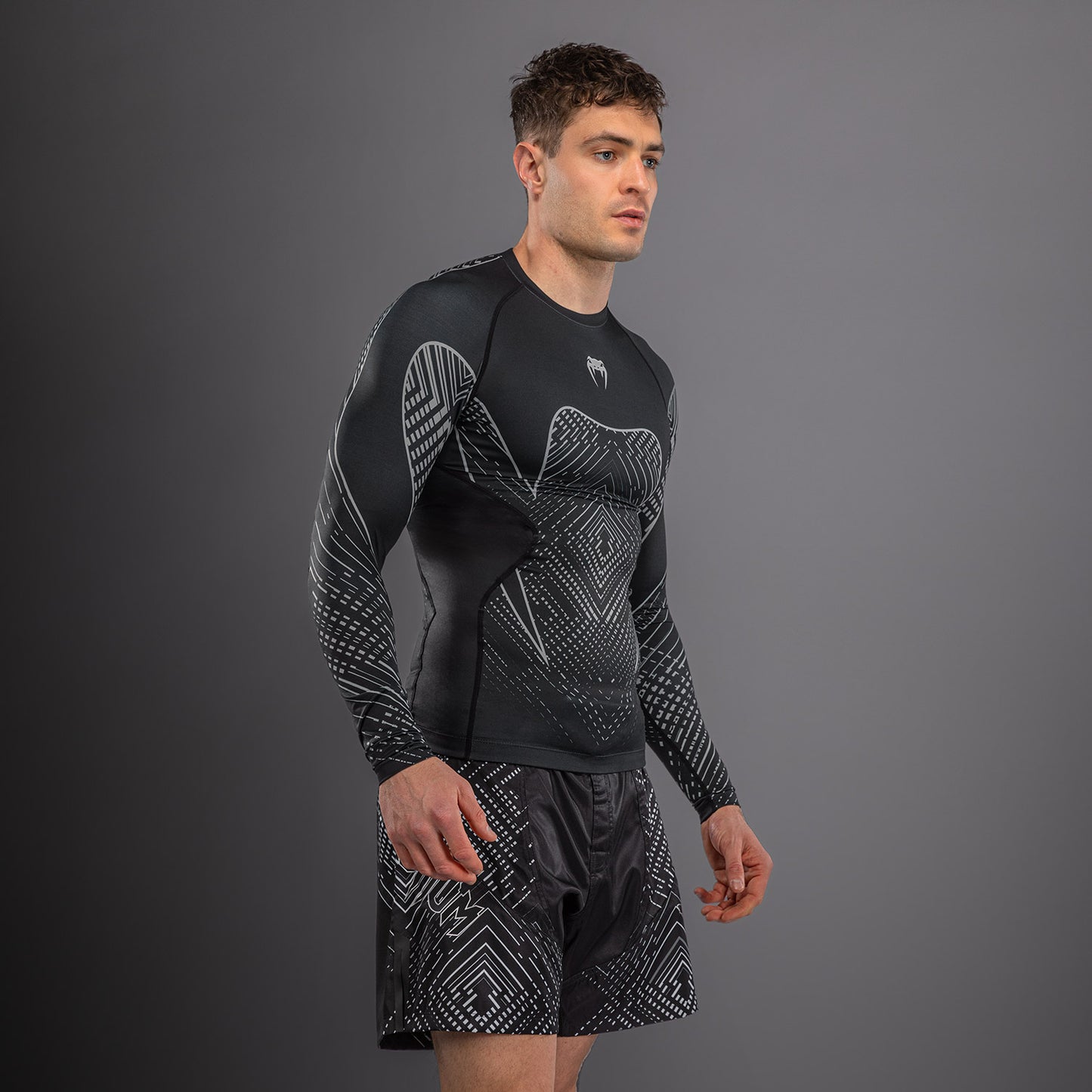 Venum Midnight Fury Rashguard met lange mouwen – Zwart/Grijs/Zilver