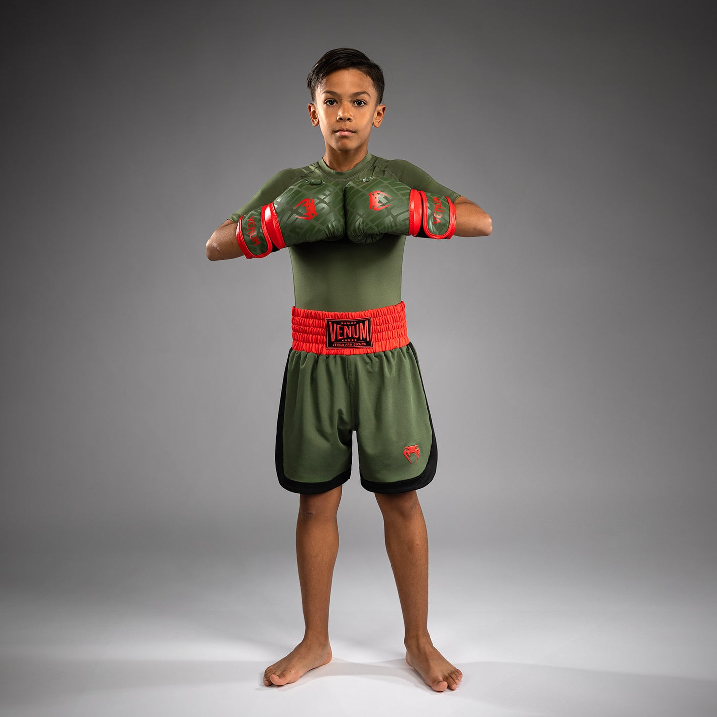 Venum Classic Bokshorts voor Kinderen - Army Green/Orange