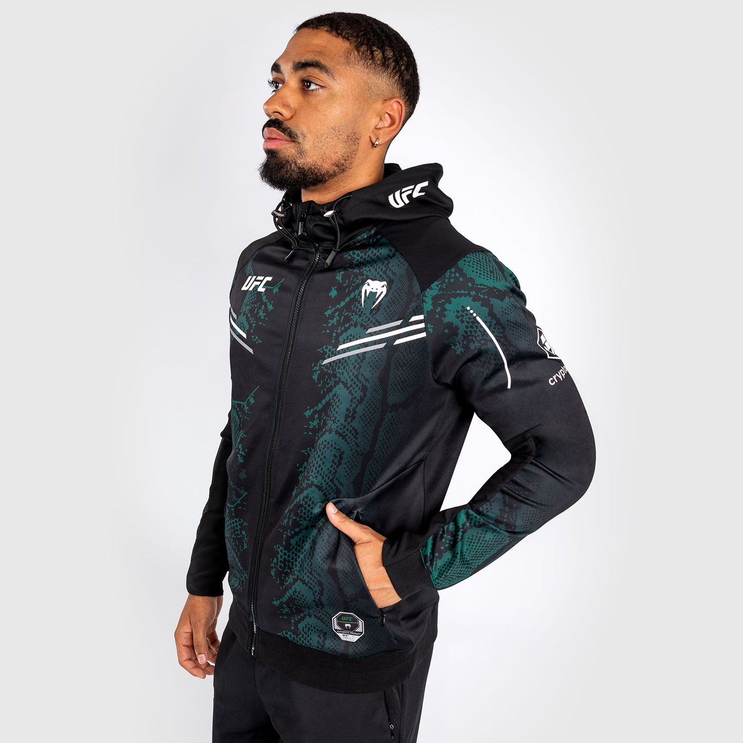 UFC Adrenaline by Venum Authentic Fight Night Walkout Hoodie voor Mannen - Emerald Edition - Groen/Zwart